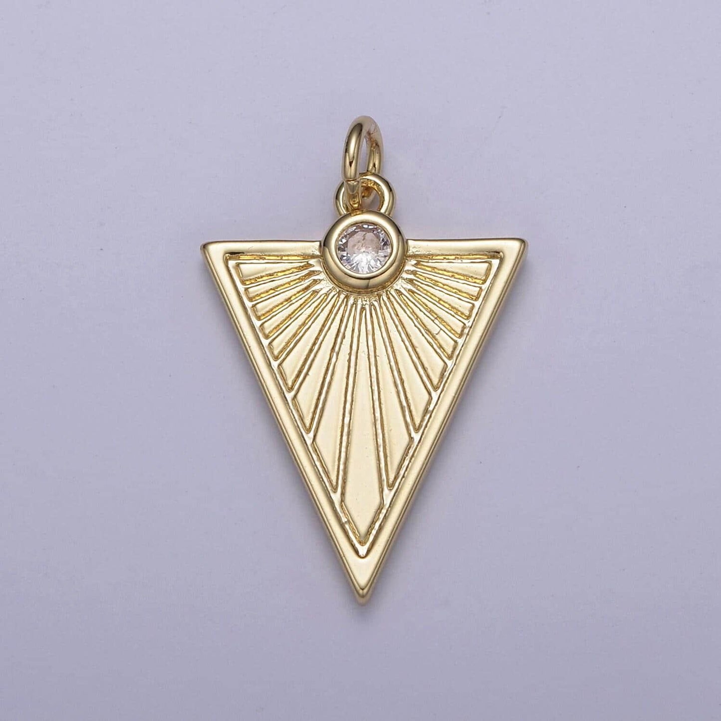 Gold filled medallion pendant gold radial triangle charm sun ray necklace pendant geometric cz necklaces charm