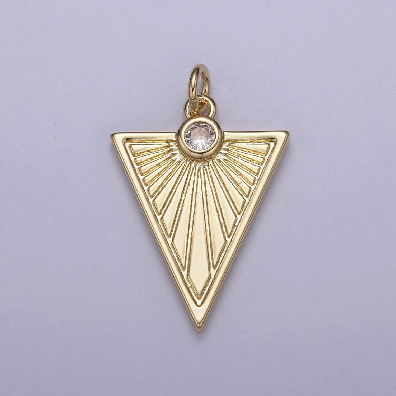 Gold filled medallion pendant gold radial triangle charm sun ray necklace pendant geometric cz necklaces charm