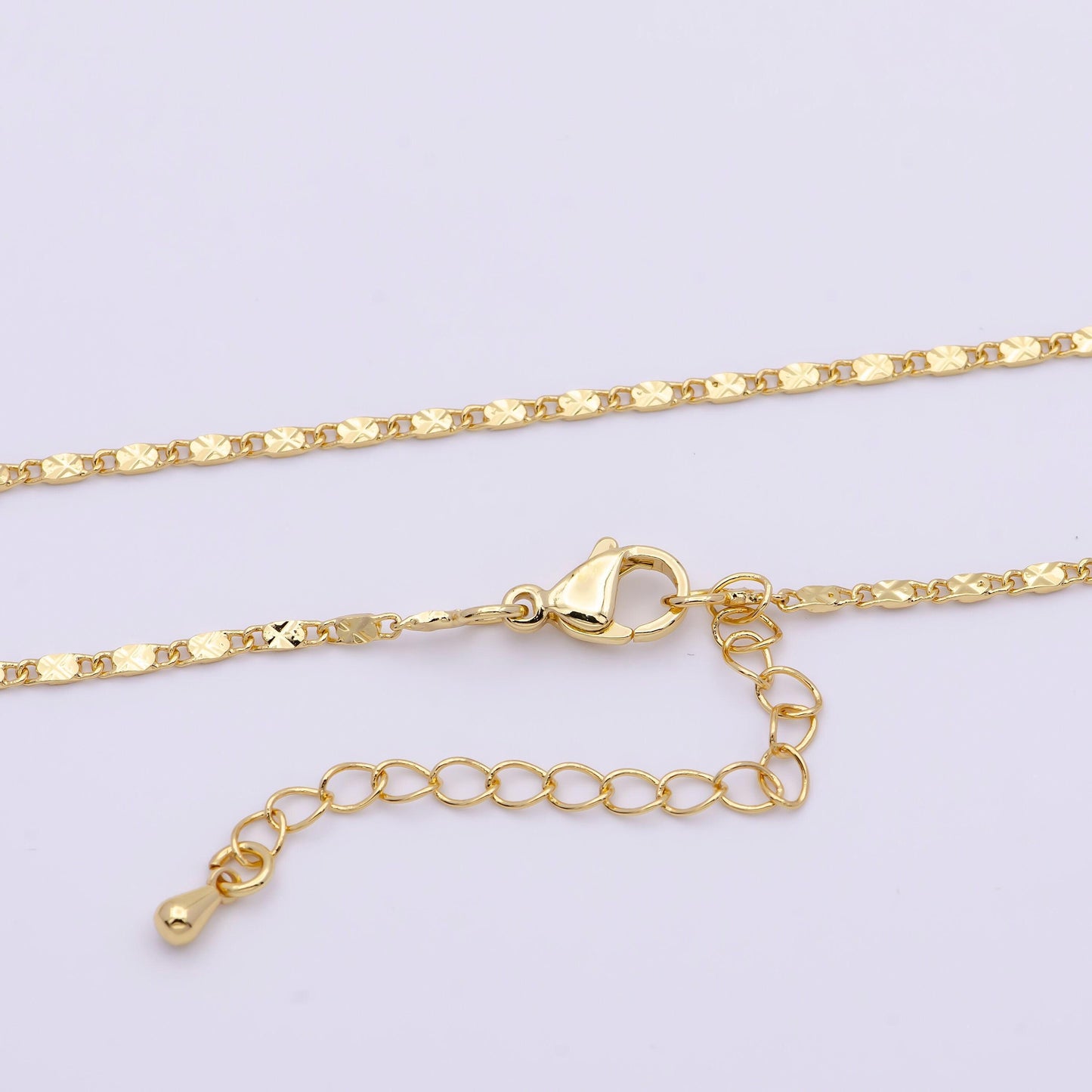 24k gold filled link sunburst unique chain 18" + 2" extender necklace | wa-1090