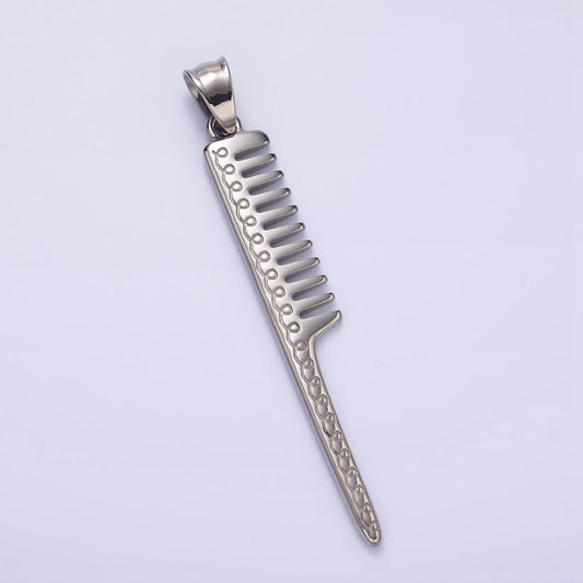 Double sided hair comb charm stainless steel barber hair stylist pendant jewelry p787