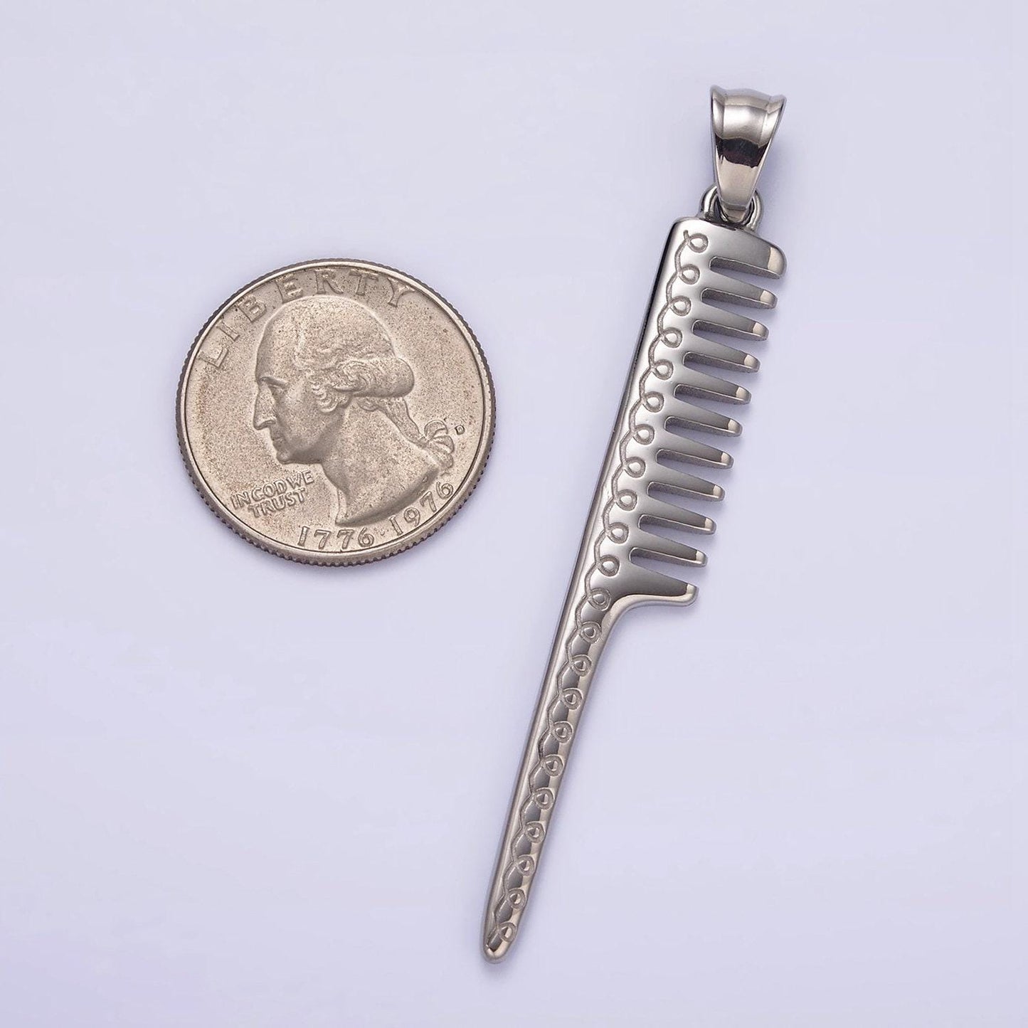 Double sided hair comb charm stainless steel barber hair stylist pendant jewelry p787