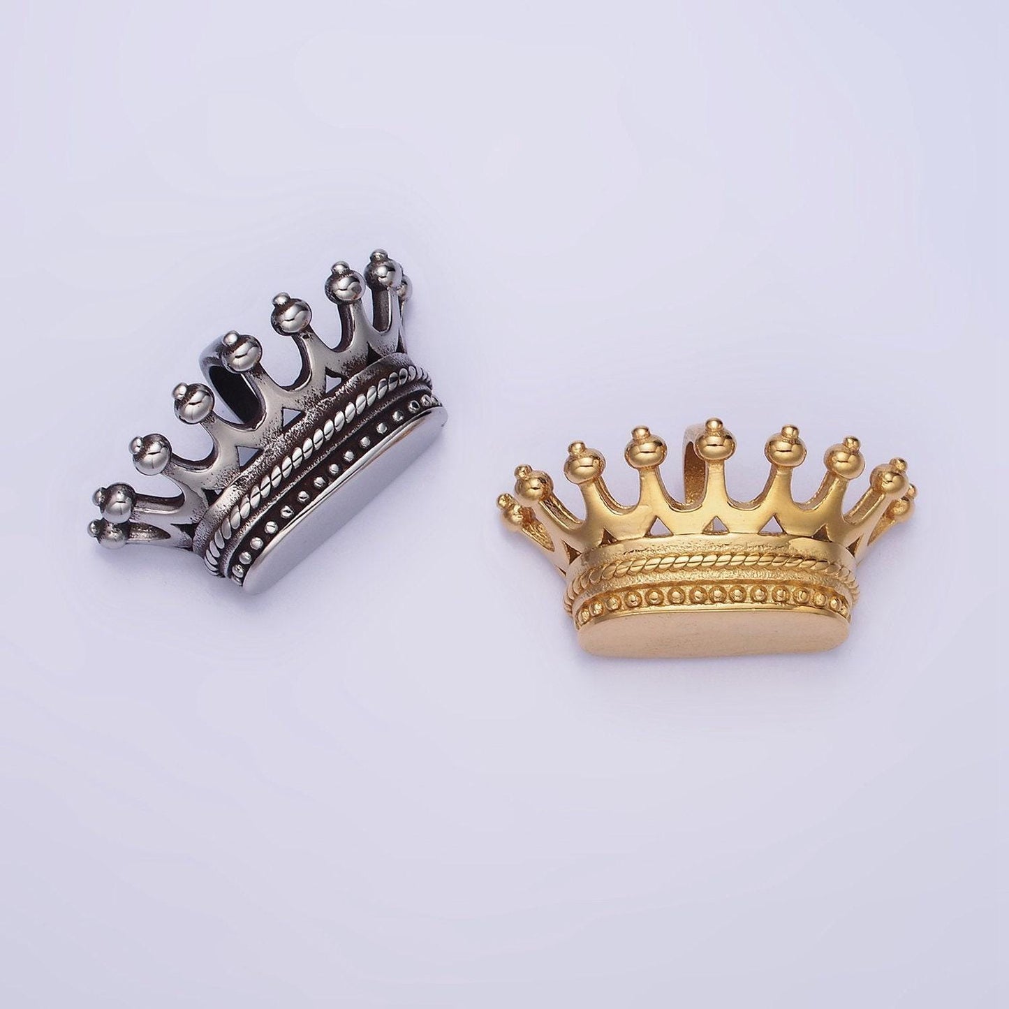 Stainless steel duke prince royal crown charm necklace pendant, royalty vintage crown design charm | p1215