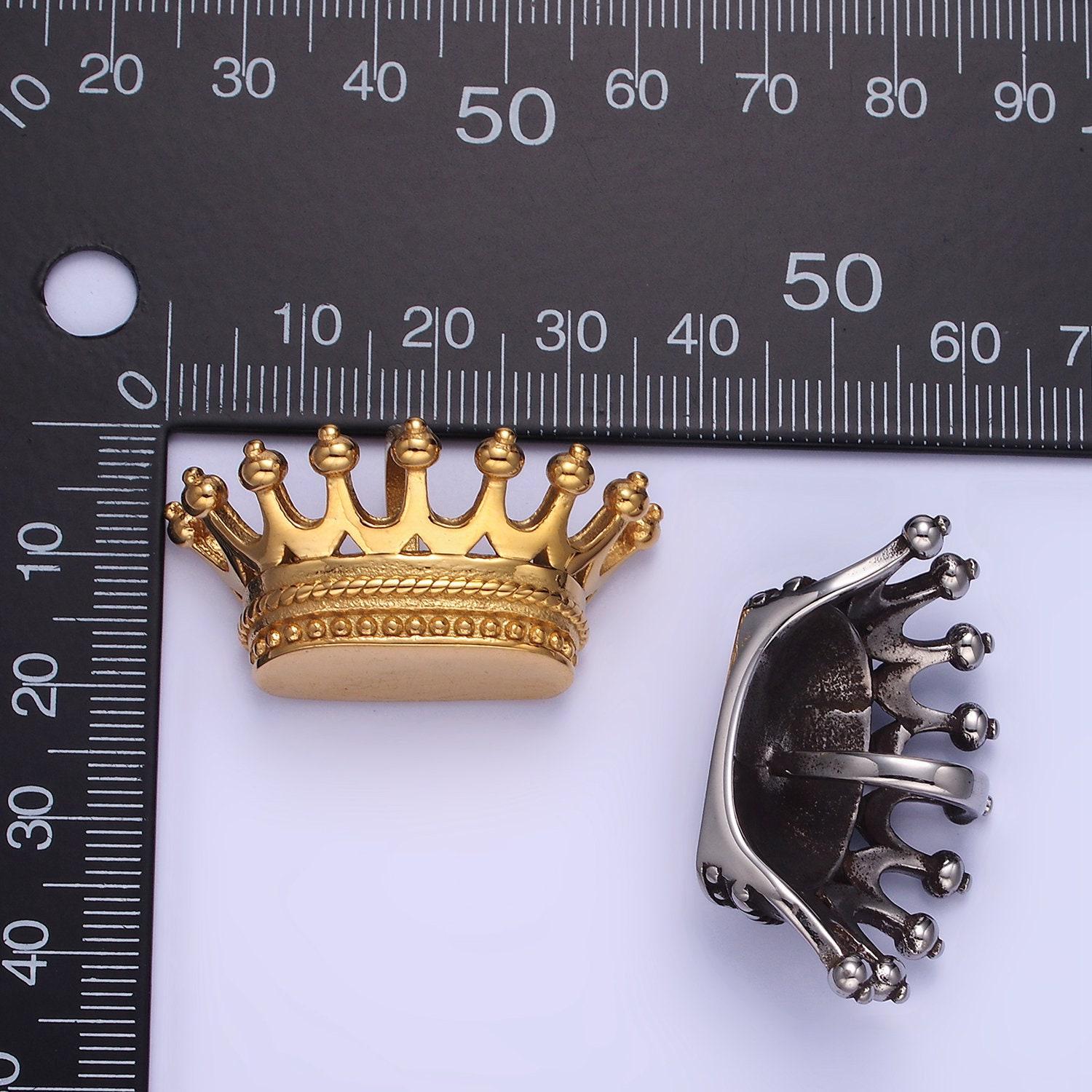 Stainless steel duke prince royal crown charm necklace pendant, royalty vintage crown design charm | p1215