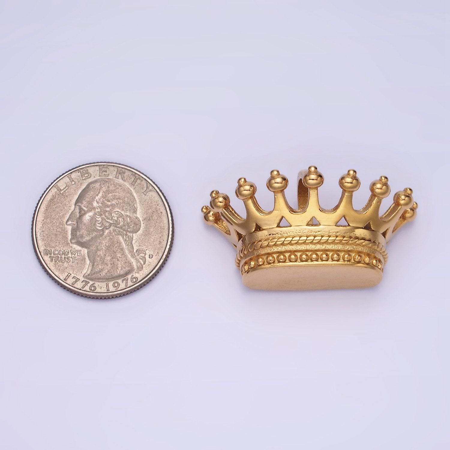 Stainless steel duke prince royal crown charm necklace pendant, royalty vintage crown design charm | p1215