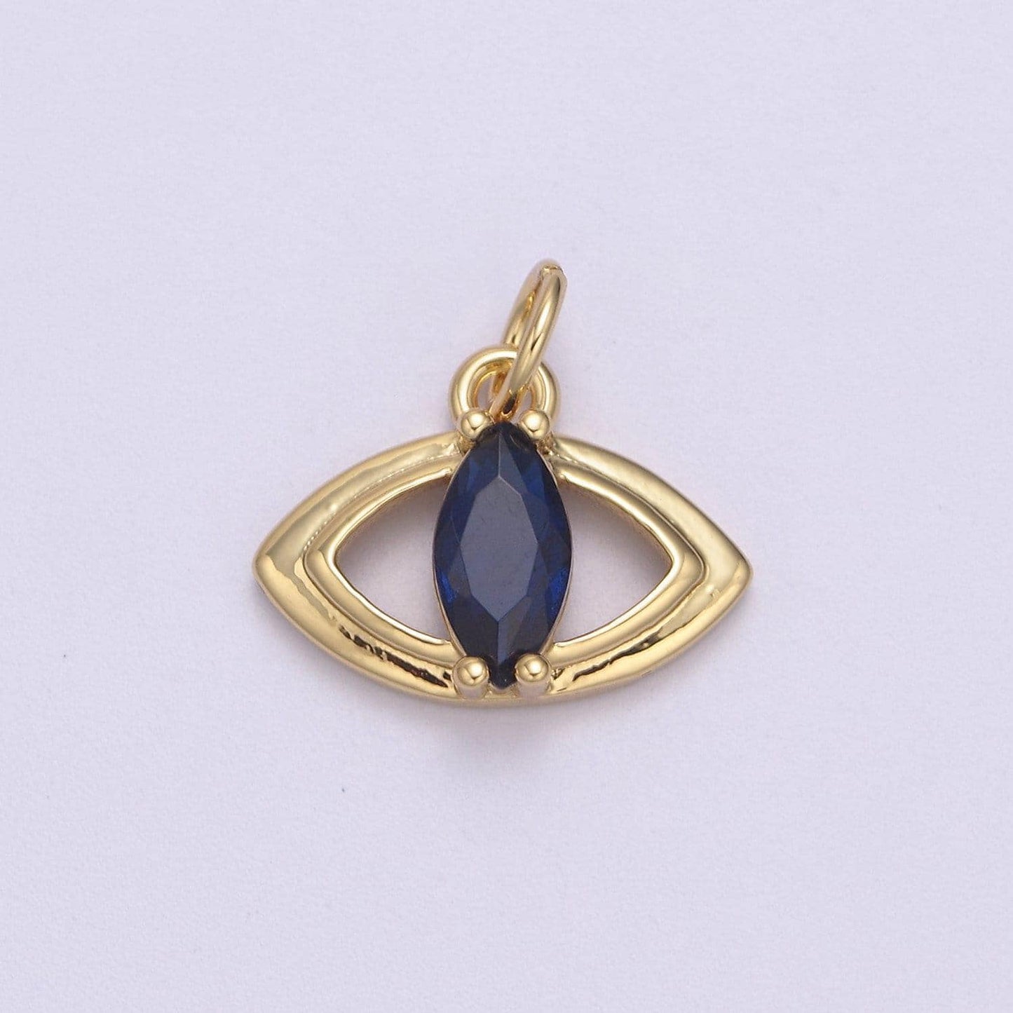 Dainty blue cz evil eye charm simple pendant tiny amulet n-868