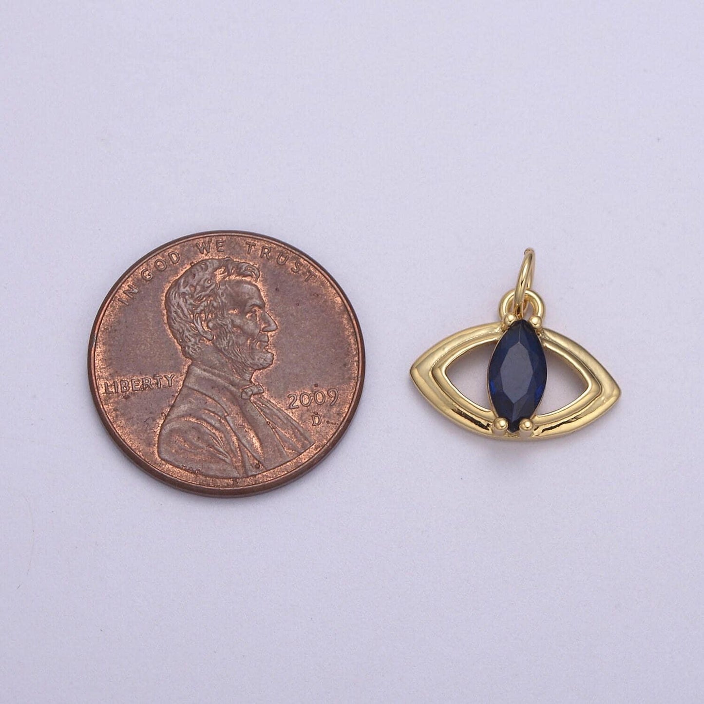 Dainty blue cz evil eye charm simple pendant tiny amulet n-868