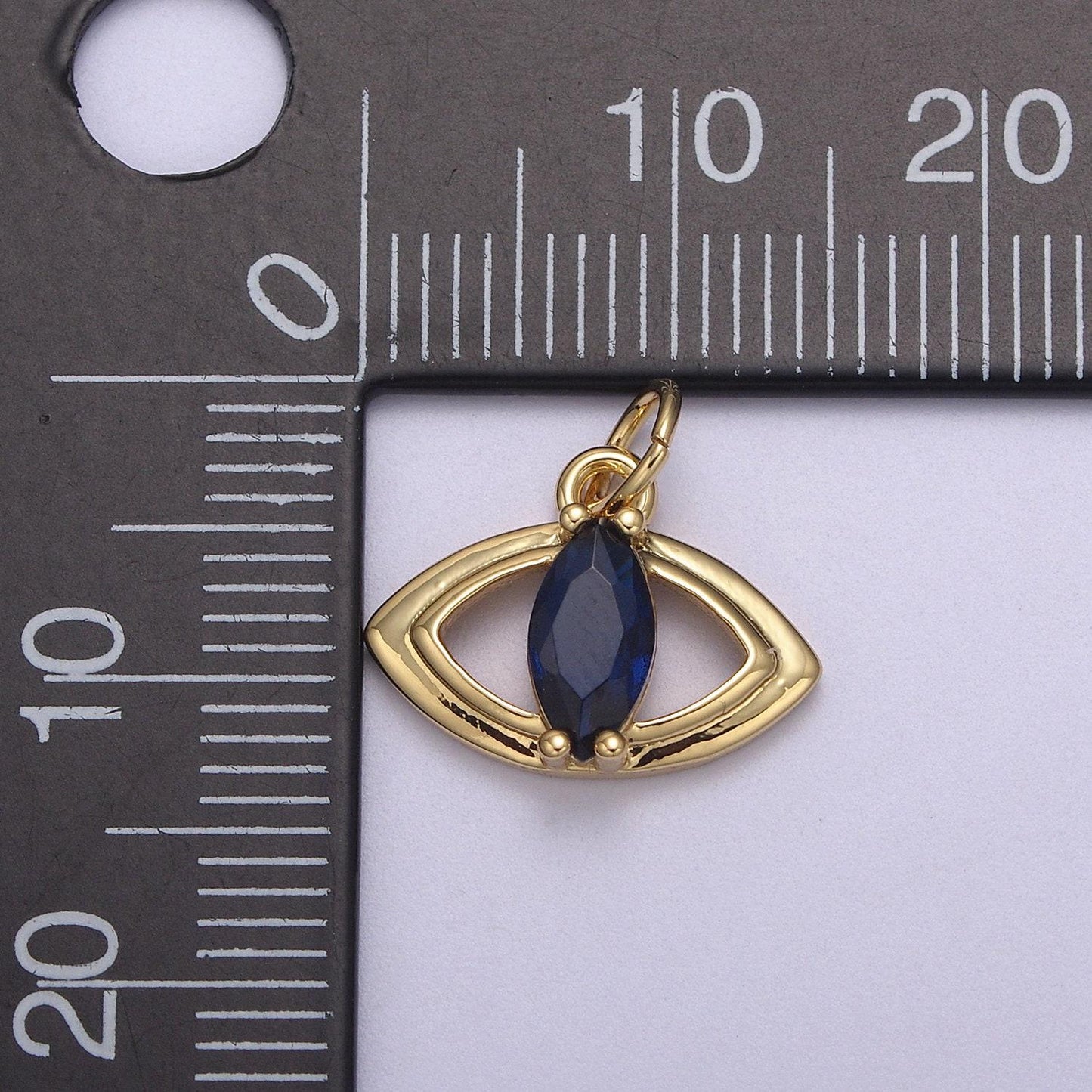 Dainty blue cz evil eye charm simple pendant tiny amulet n-868