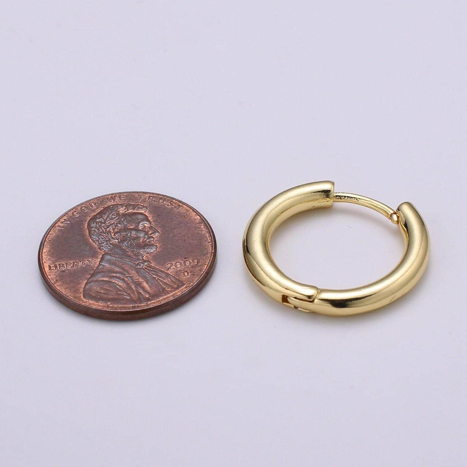 19.6mm solid hoops gold plated, zero gold earrings for diy earring craft supply jewelry making, earr-1382