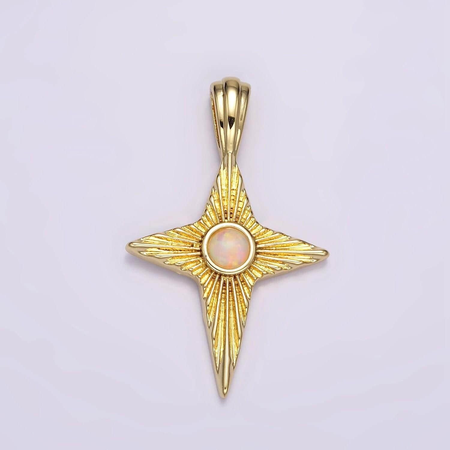 14k gold filled white, blue opal sunburst celestial star pendant | ah103 ah104