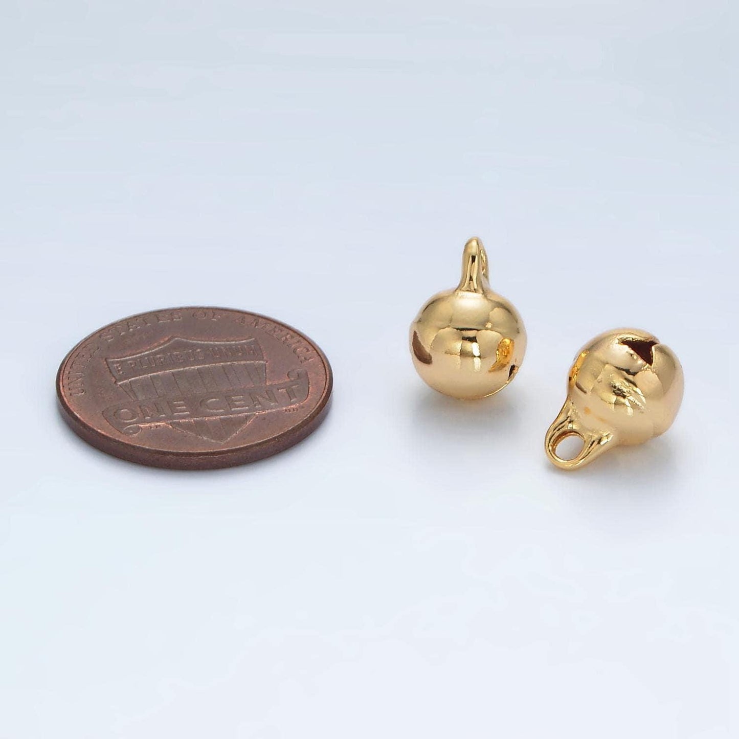 Tiny tinkle bell charm 8x11mm 24k gold filled in gold & silver charm | x-885