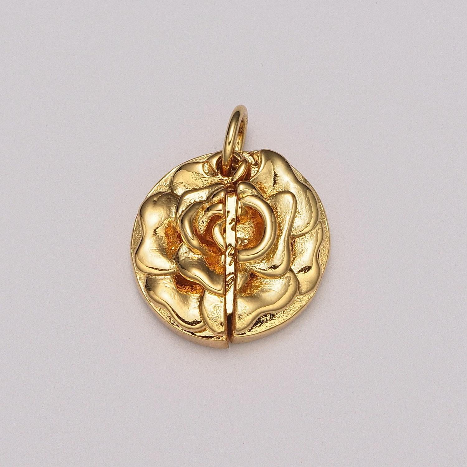 Flower locket charm necklace encouraging word pendant necklace engraved jewelry peek a boo hiden message
