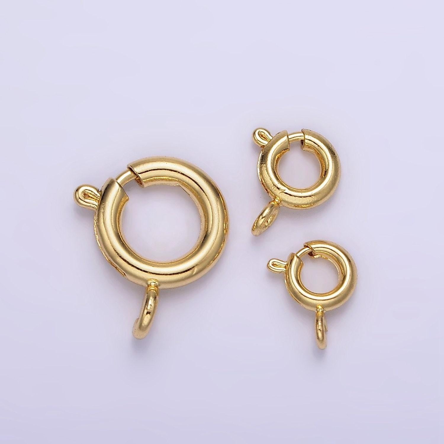 1pc 14k gold filled spring gate round ring charm holder gold end clasp for connector 12mm, 8mm, 7mm jewelry supply z530