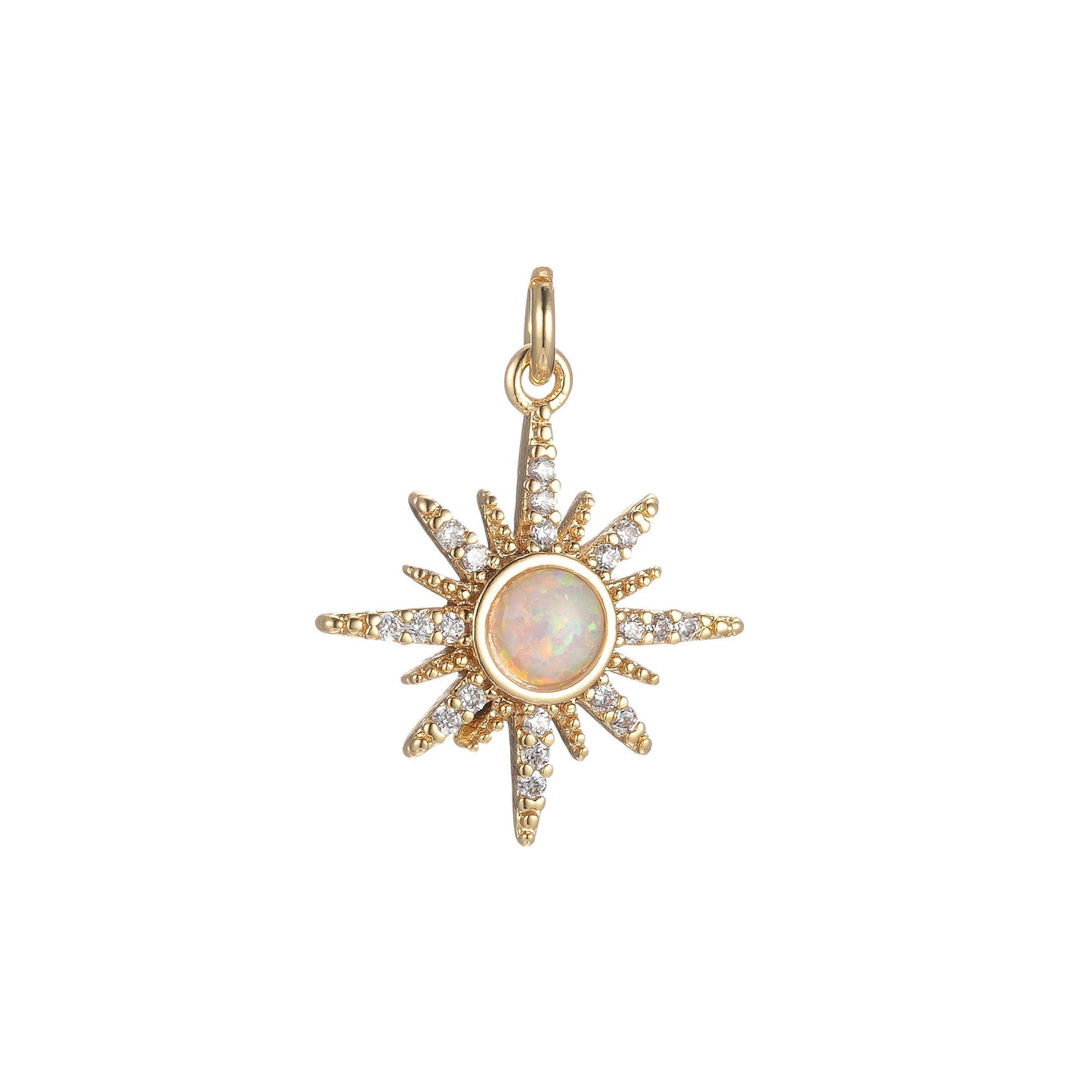 Opal star pendant, gold filled star burst charms dainty celestial jewelry making, charm for necklace bracelet earring component