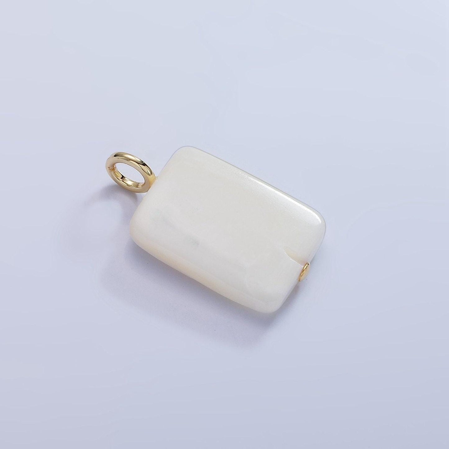 Dainty white rectangle pearl charm genuine freshwater shell mermaid pearls pendant for necklace component p1783