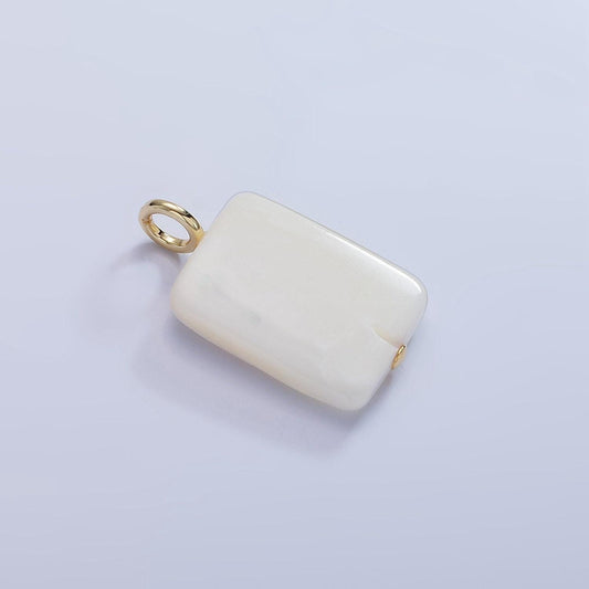 Dainty white rectangle pearl charm genuine freshwater shell mermaid pearls pendant for necklace component p1783
