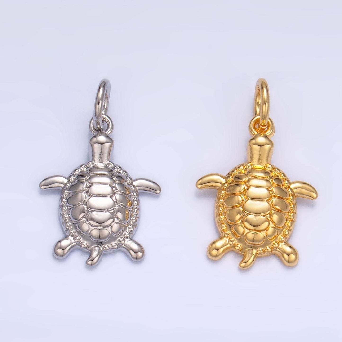 Minimalist turtle ocean sea animal 24k gold filled charm in gold & silver | ag-836