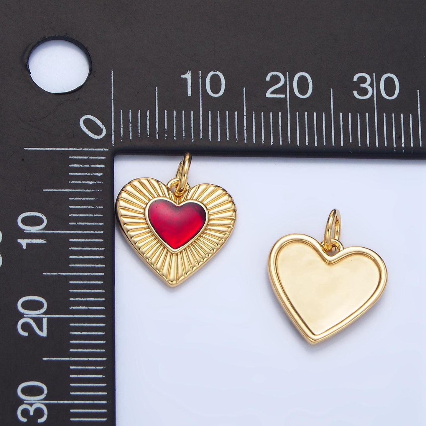 Blood red heart 24k gold filled love charm | x-838