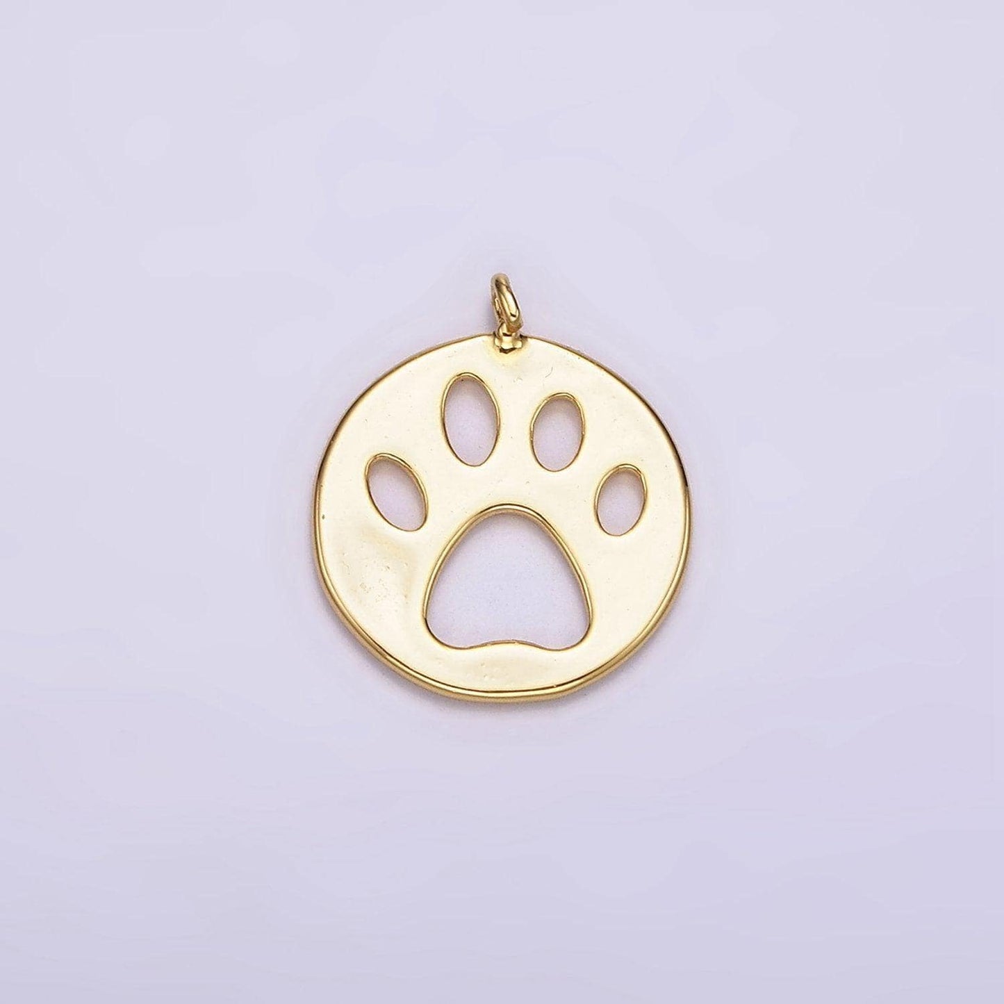14k gold filled 12mm pawprint pet animal round open charm | ac866