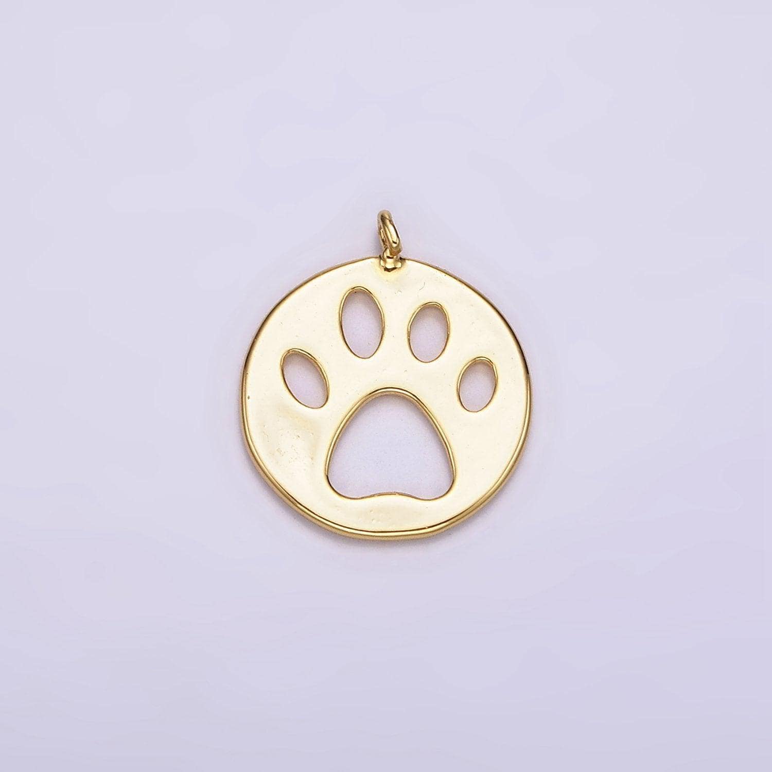 14k gold filled 12mm pawprint pet animal round open charm | ac866