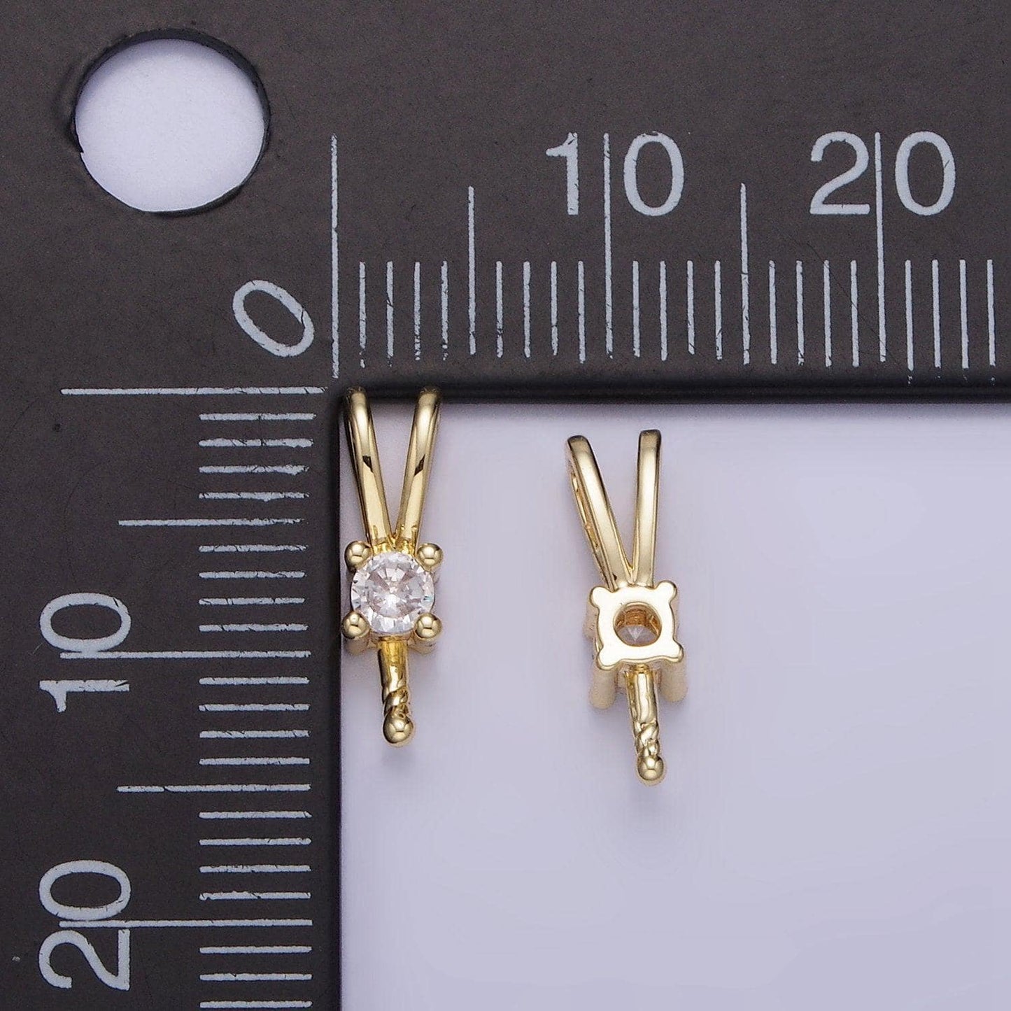 Pendant charm bail cup 14k gold filled cup and peg pendant pinch bail connector peg drop bail for half drilled pearls and bead z711