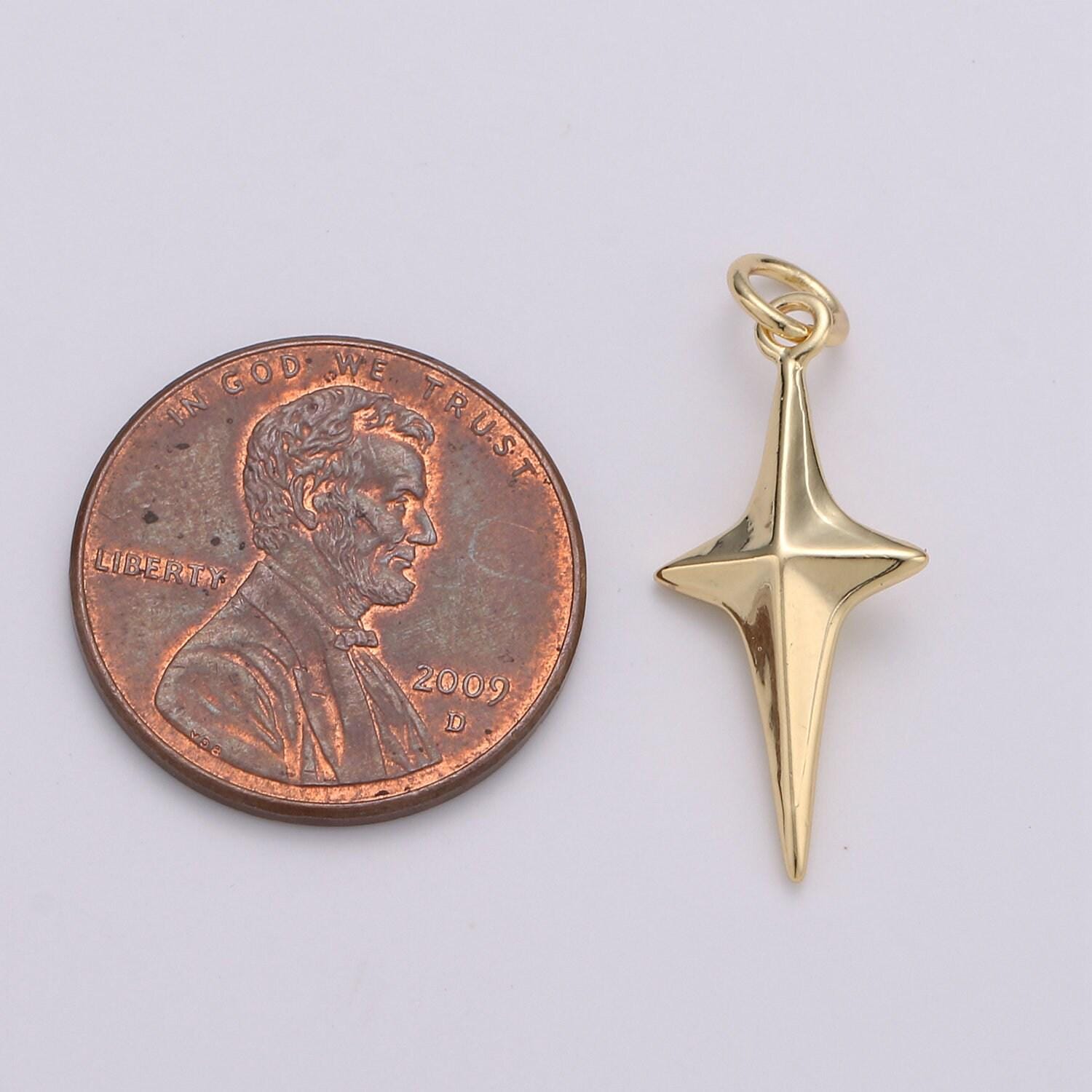 25x10mm 24k gold north star charms, gold star pendant, celestial jewelry minimalist jewelry making supply d-354