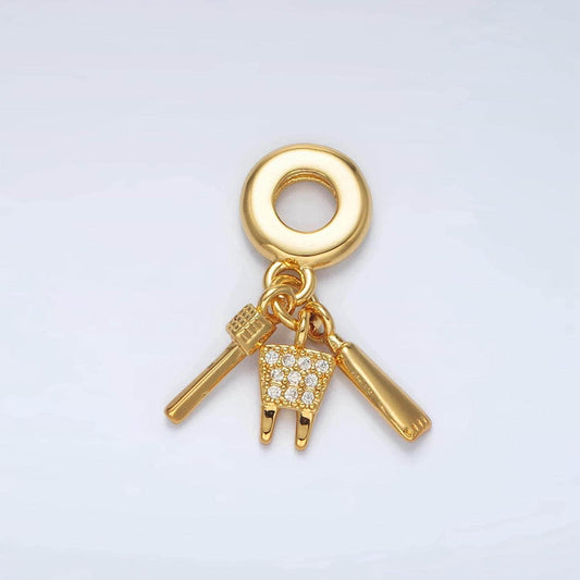24 gold filled dentist theme toothbrush/tooth/toothpaste rondelle bail drop pendant | ac-086