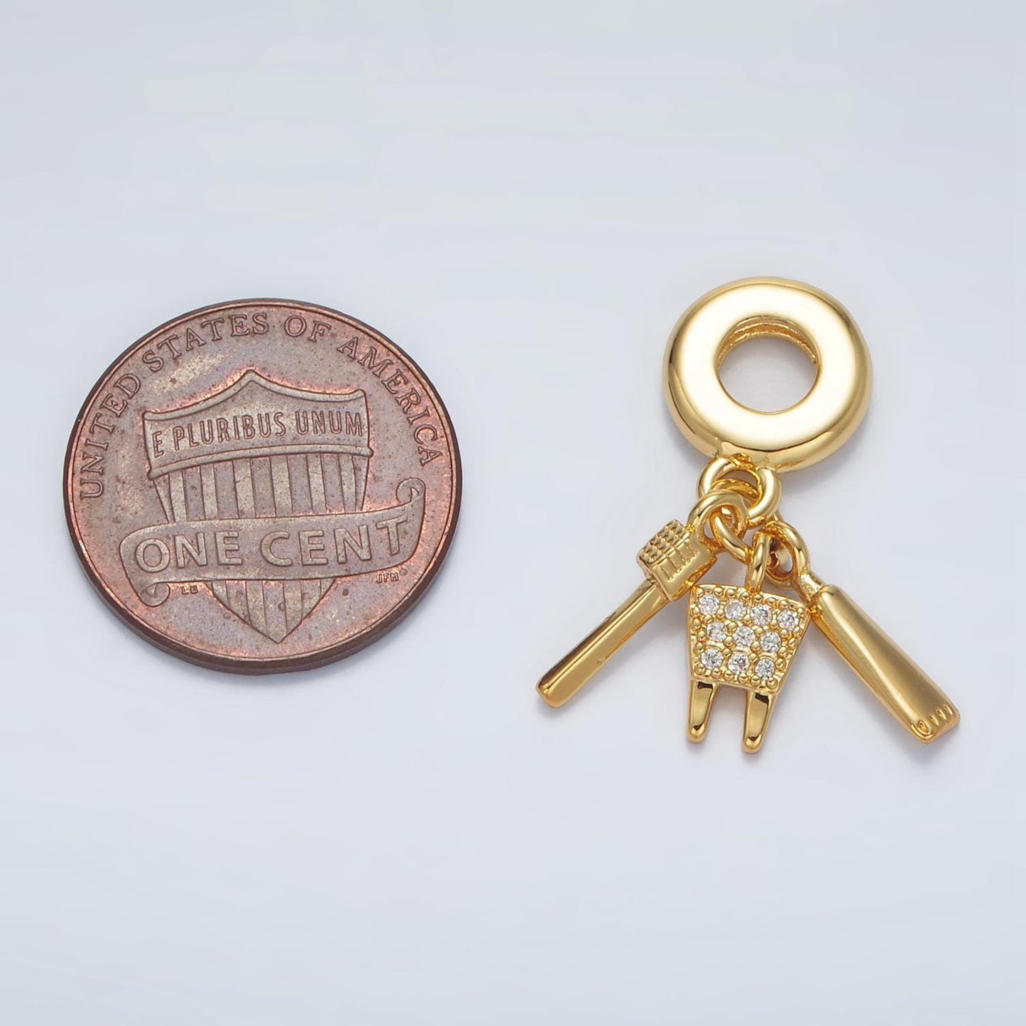 24 gold filled dentist theme toothbrush/tooth/toothpaste rondelle bail drop pendant | ac-086