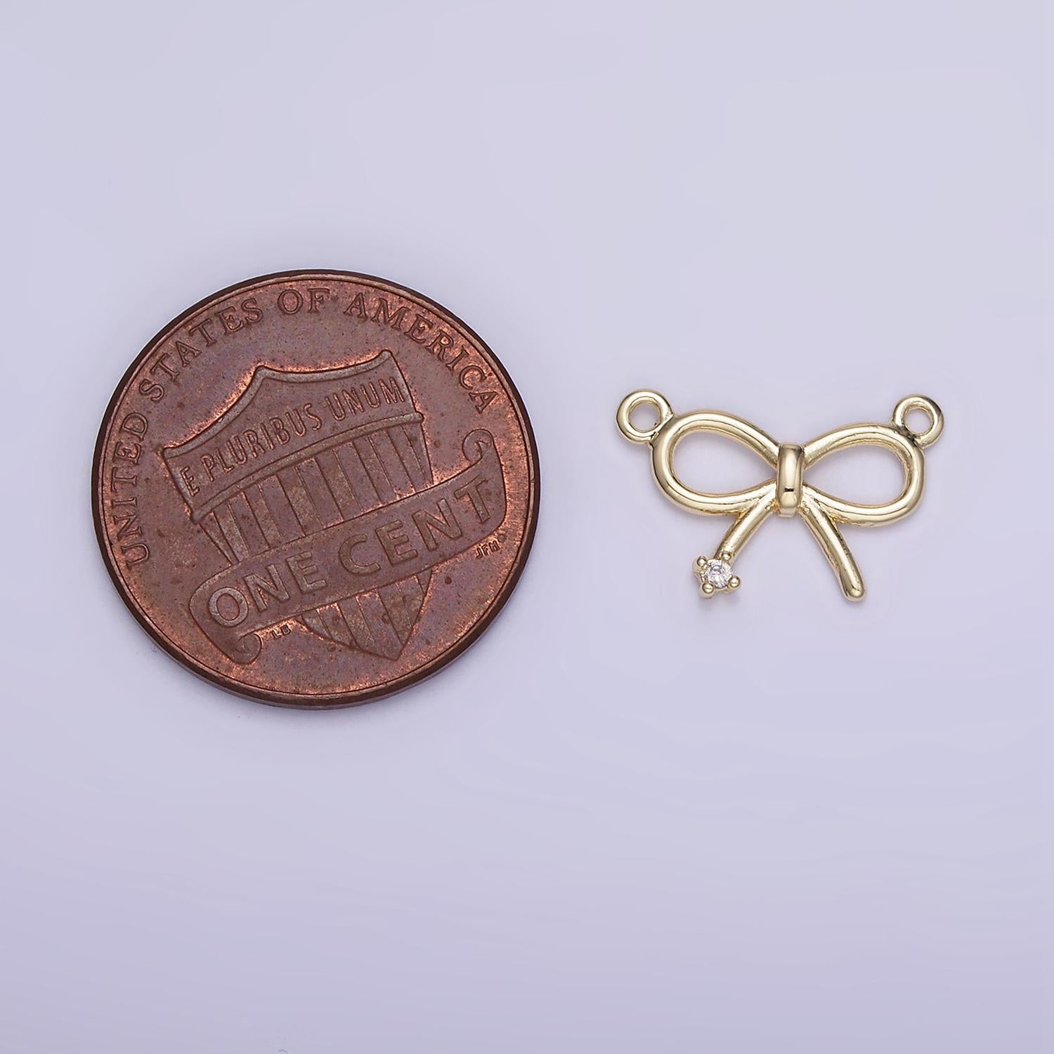 Mini 14K Gold Filled CZ Connector Bow / Ribbon | G-392