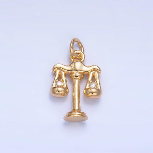 Mini 18k gold filled zodiac sign charm, dainty libra scales sign astrology pendant charm for necklace earring supply w103