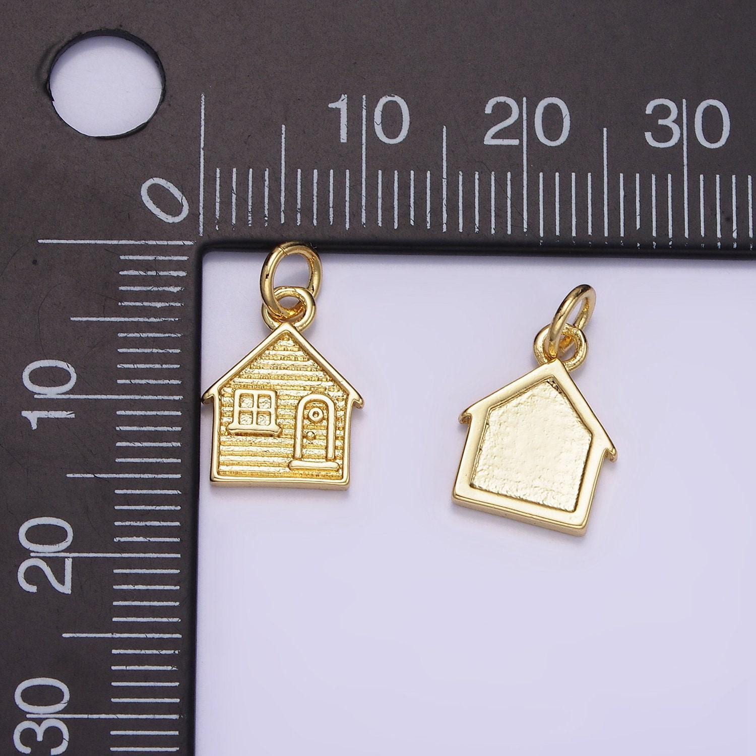 14k gold filled mini house home textured charm | ag-642