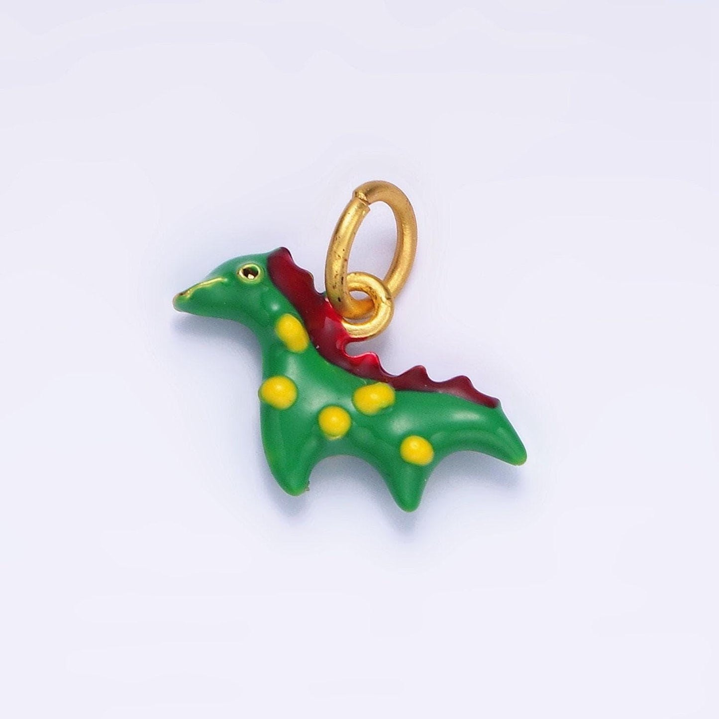 Kawaii enamel dragon charm green mythical animal pendant for kids jewelry making bracelet earring necklace component ag699