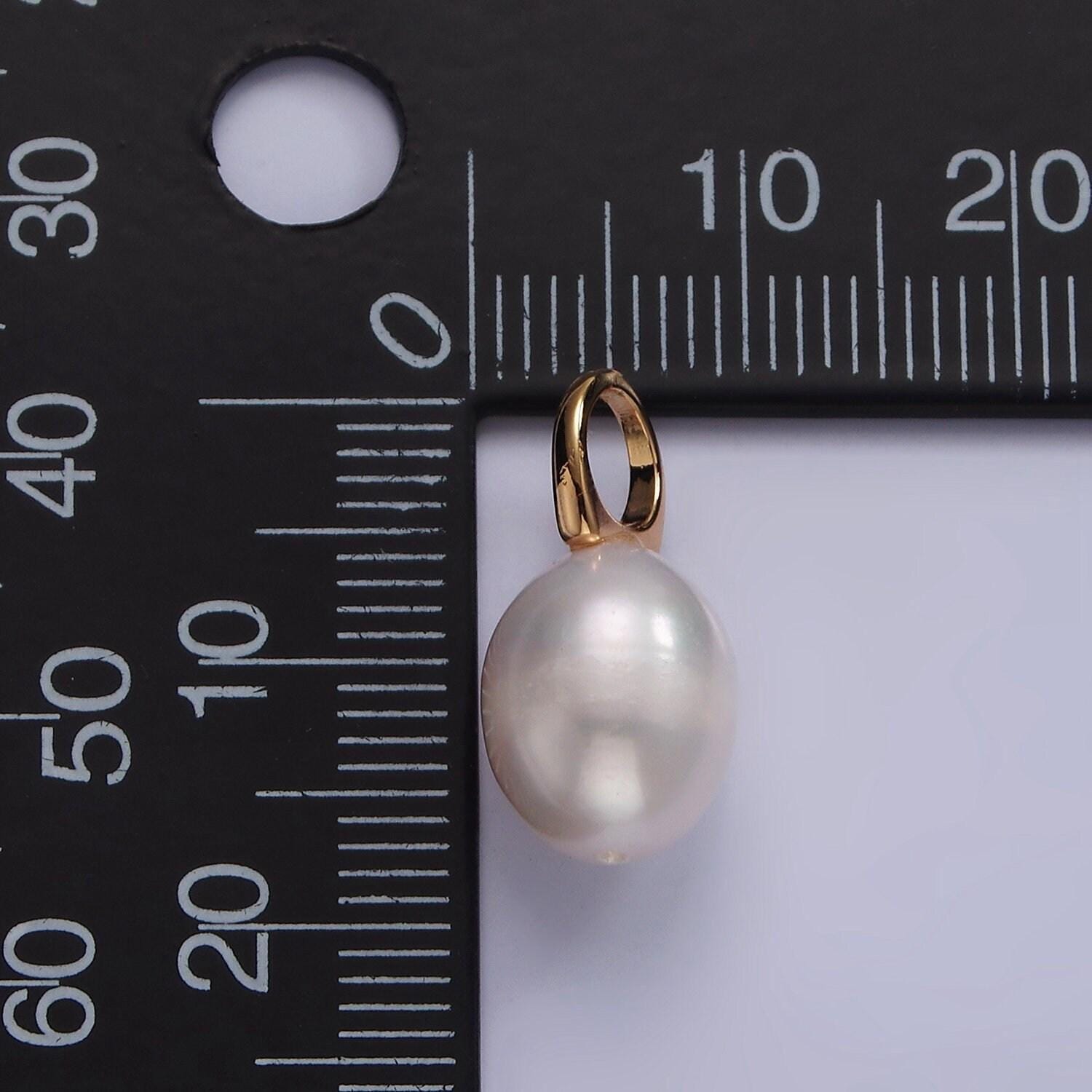 Big hole 14k gold filled 18+mm freshwater pearl button drop for wedding minimalist jewelry for necklace earring component | p1627