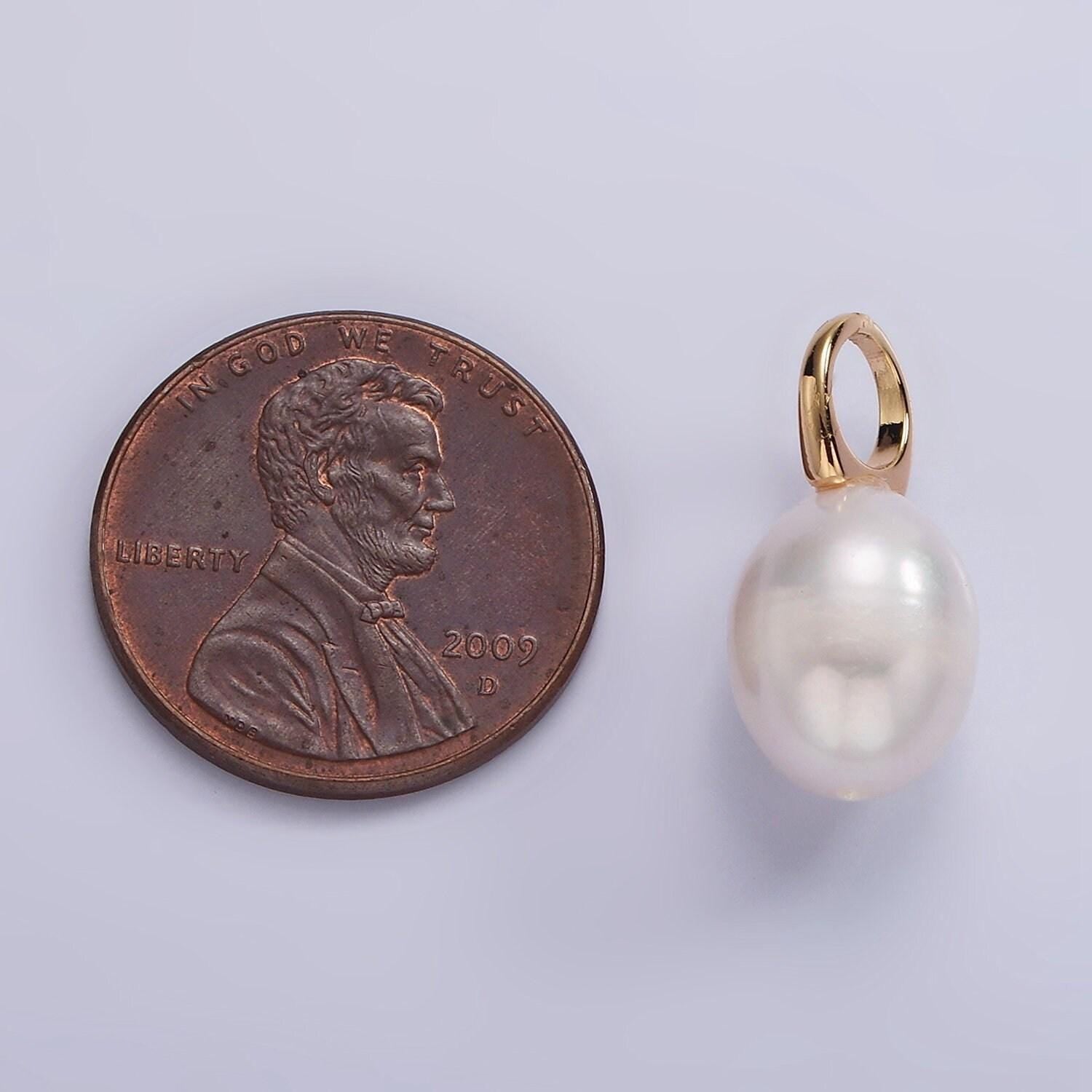 Big hole 14k gold filled 18+mm freshwater pearl button drop for wedding minimalist jewelry for necklace earring component | p1627