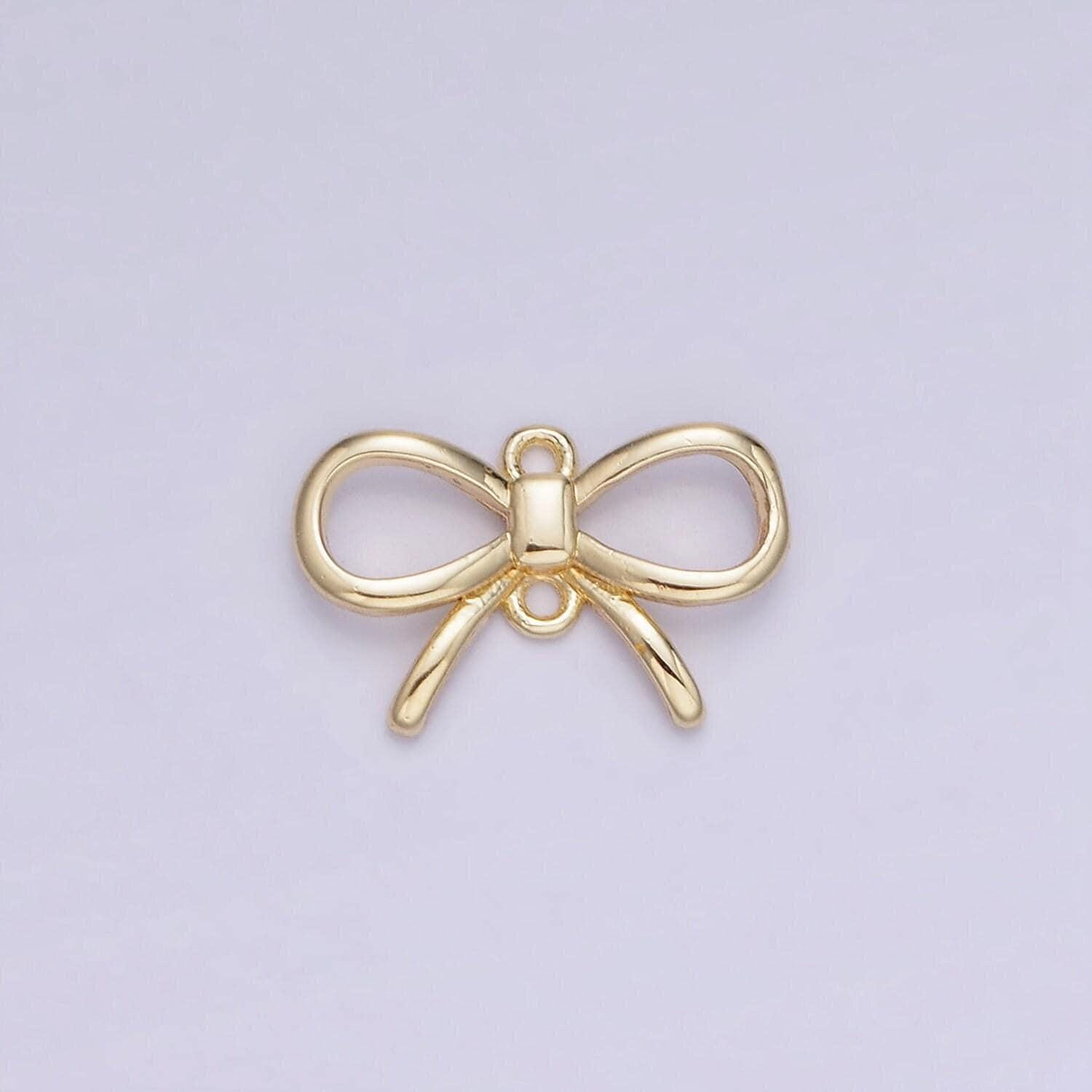 Mini 14k gold filled 7.6mm mini bow charm earring supply for jewelry making | g292