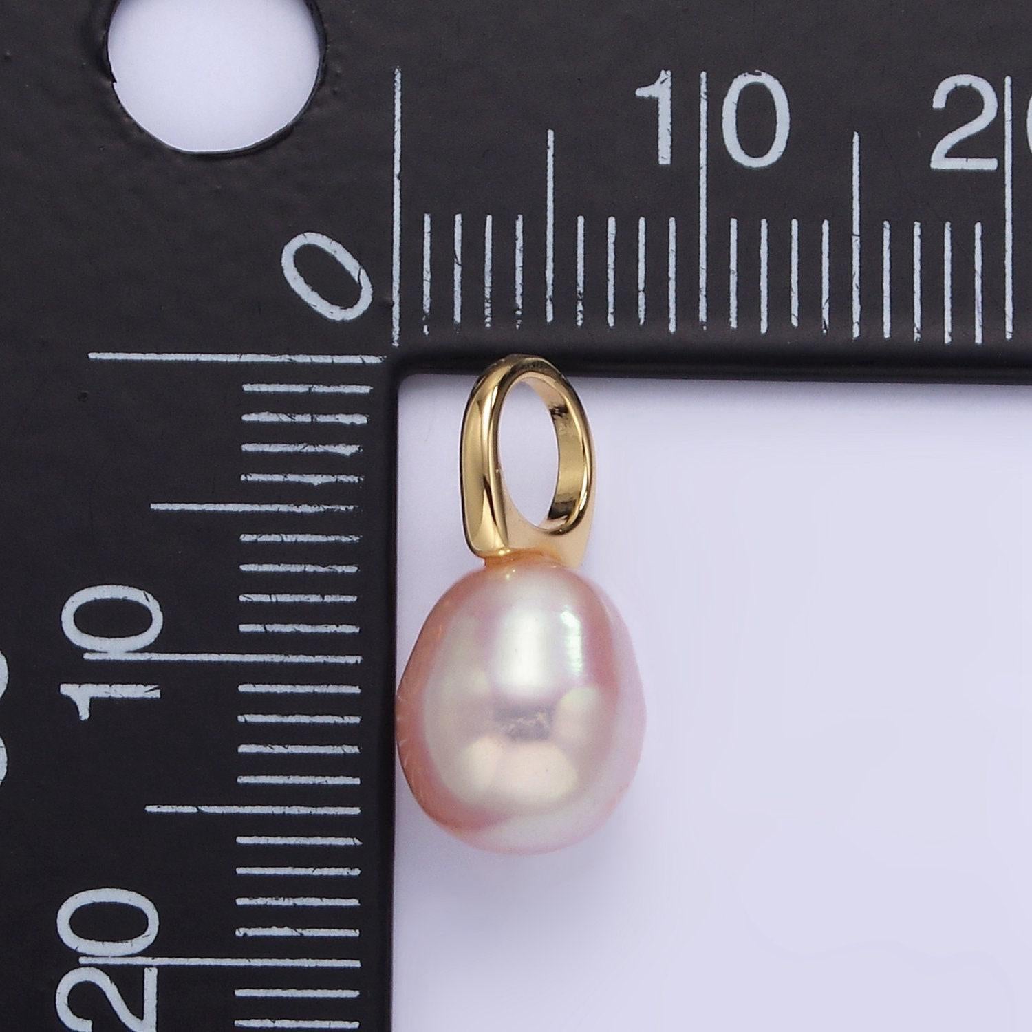 18k gold filled 8mm mauve pink freshwater pearl oval drop pendant | p-1887