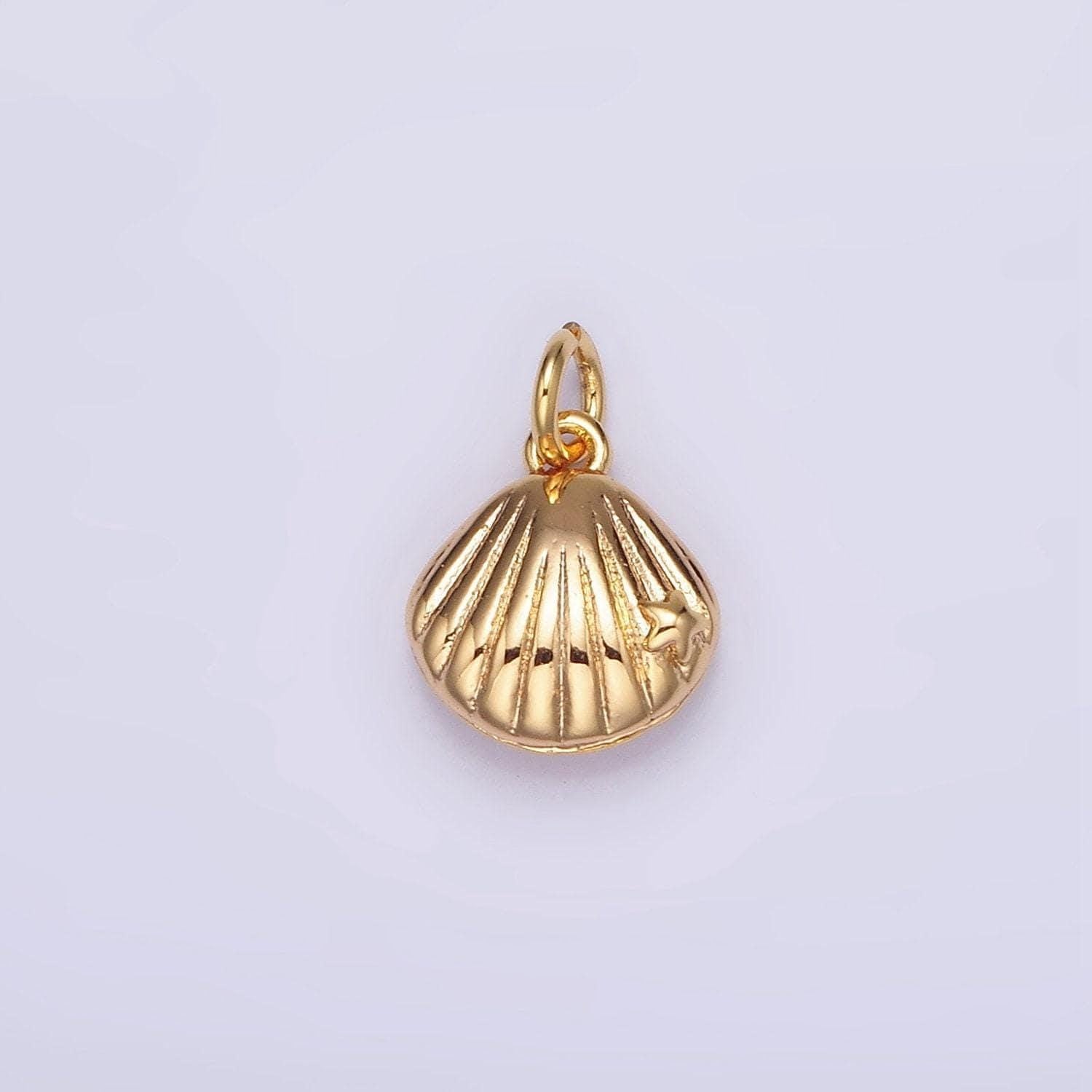 16k gold filled 8mm sea shell line-textured add-on charm | ag-012