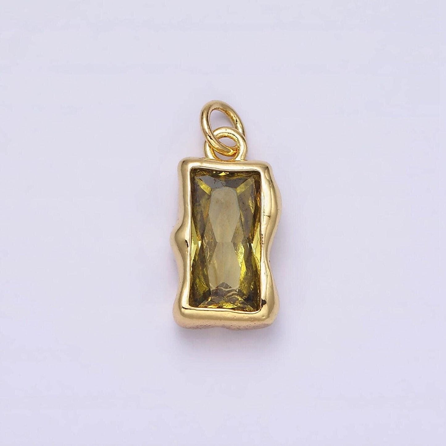 14k gold filled 20mm birthstone cz baguette charm personalized birth month add on charm | ac1506 - ac1516