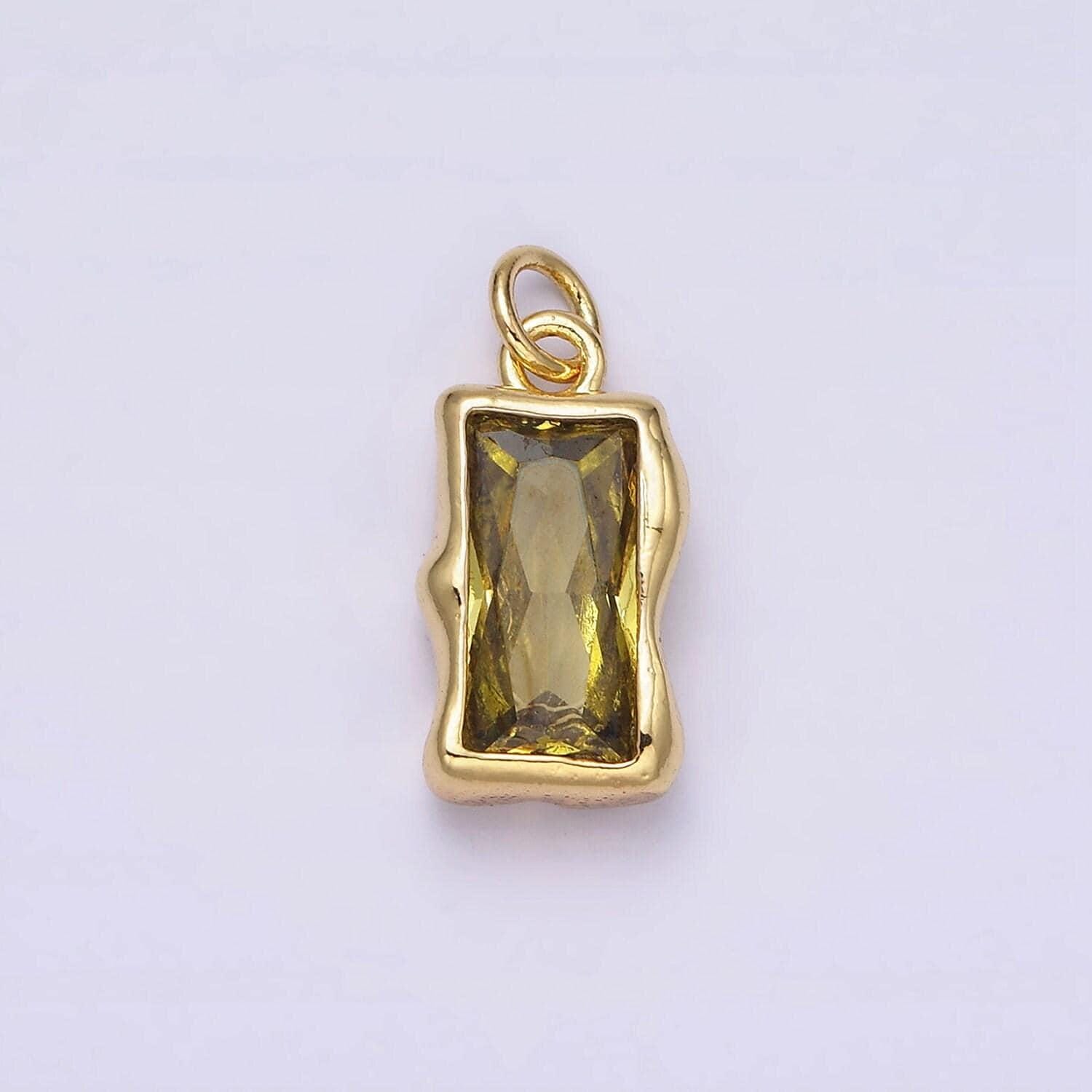 14k gold filled 20mm birthstone cz baguette charm personalized birth month add on charm | ac1506 - ac1516