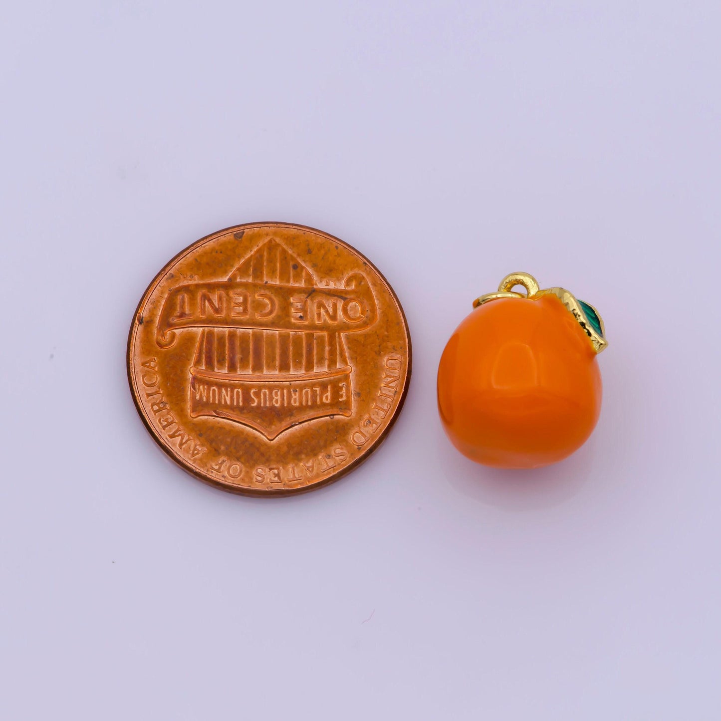 Mini gold orange charm enamel tangerine pendant fruit foodie charm inspired m827