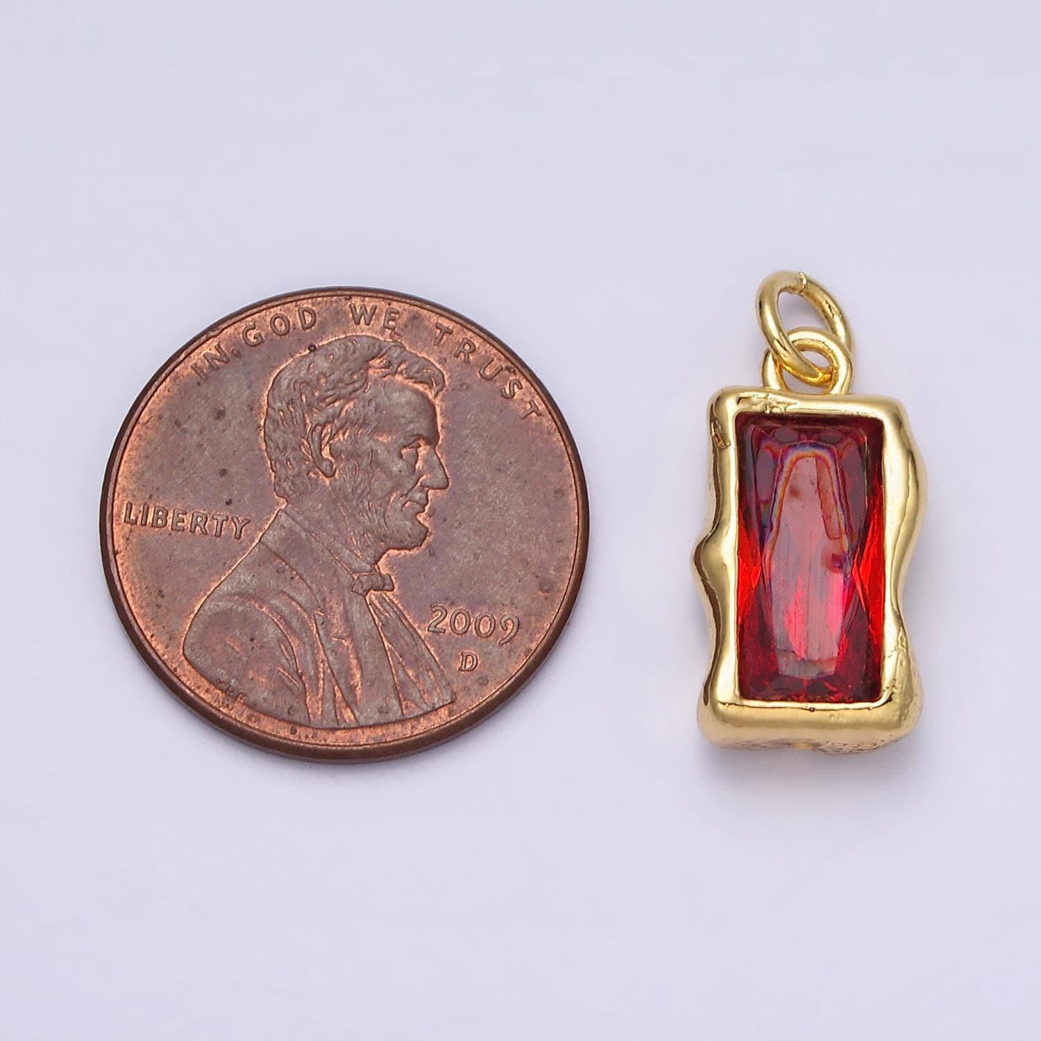 14k gold filled 20mm birthstone cz baguette charm personalized birth month add on charm | ac1506 - ac1516
