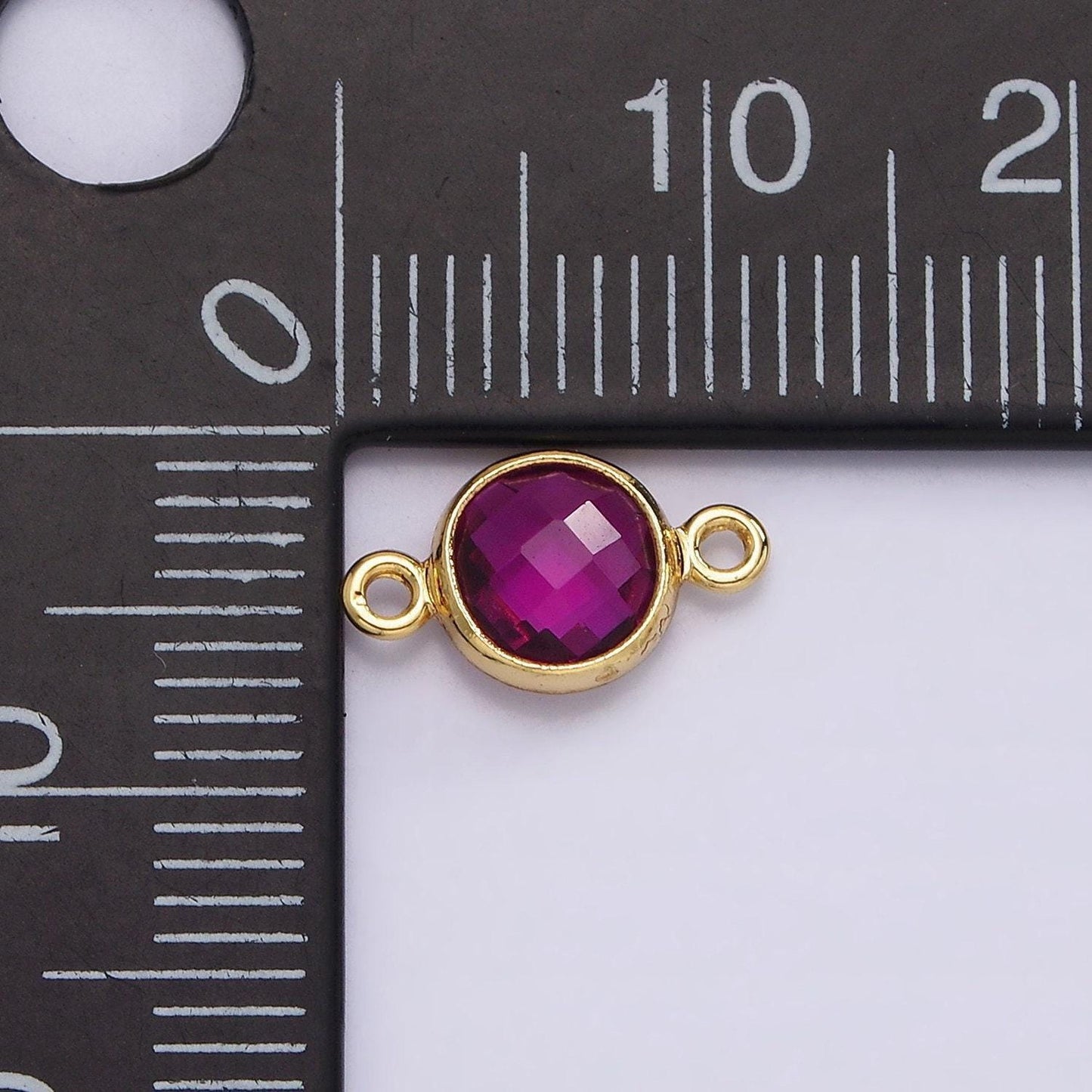 Mini 14k gold filled cubic zirconia link connector color faceted crystal charm connector birthstone link connector g-742 g-753