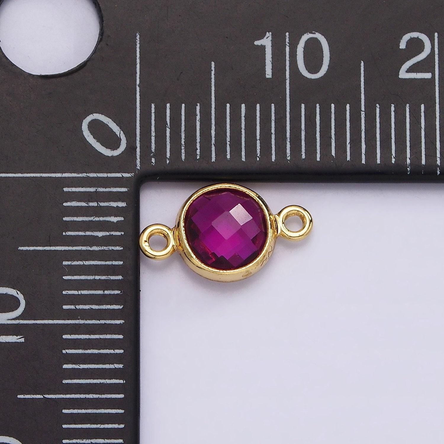 Mini 14k gold filled cubic zirconia link connector color faceted crystal charm connector birthstone link connector g-742 g-753