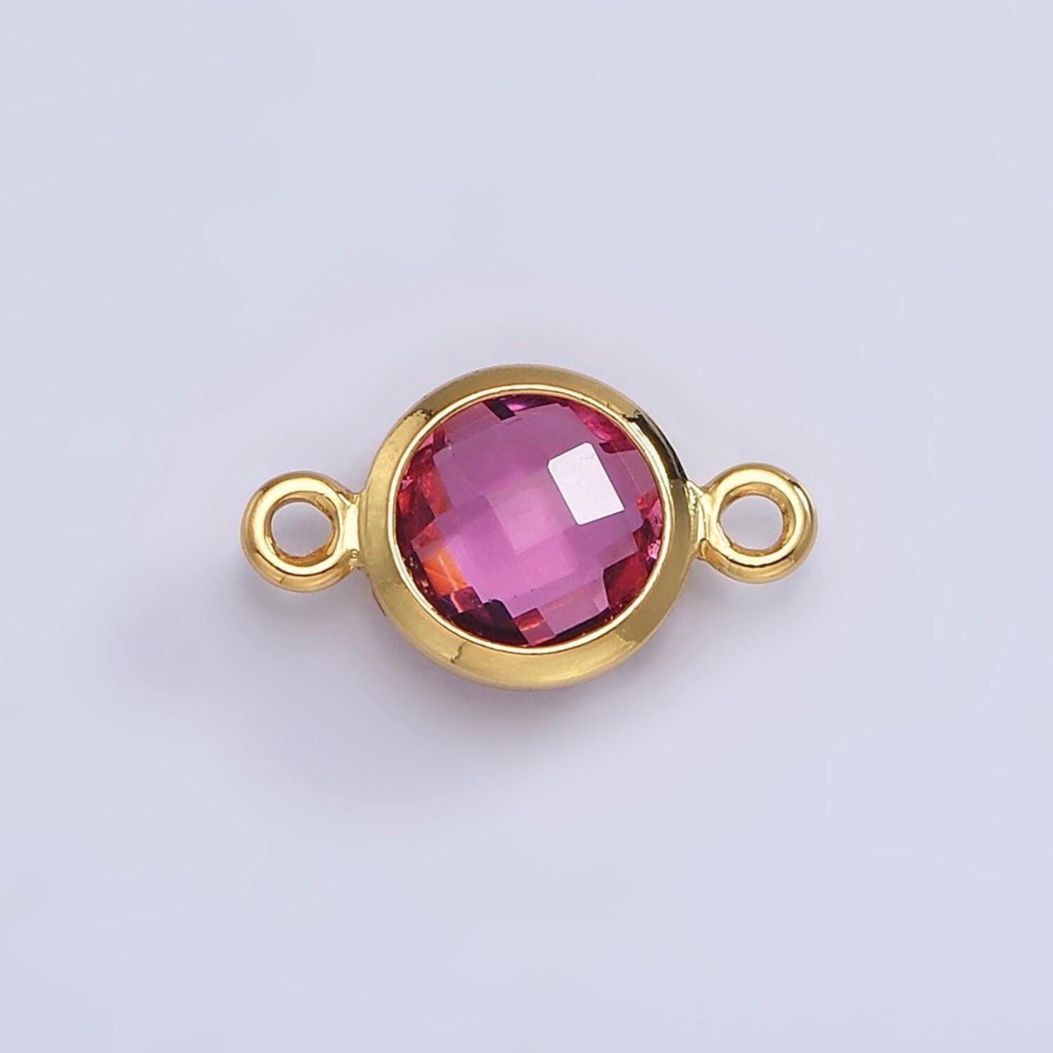 Mini 14k gold filled cubic zirconia link connector color faceted crystal charm connector birthstone link connector g-742 g-753