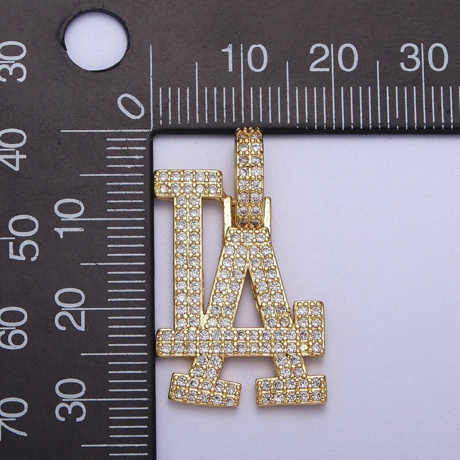 Iced gold los angeles charm i love la statement jewelry micro cz pave la fans sign sports pendants for necklace component | h-810