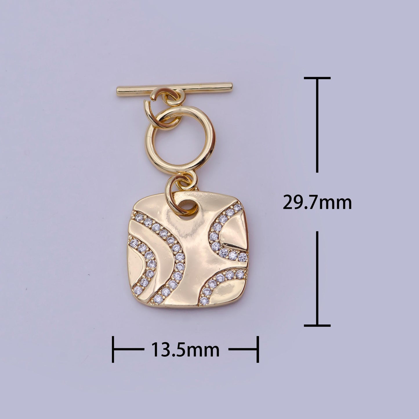 Wholesale cz gold toggle clasp ot clasp square fancy design bulk supply for bracelet necklace component l-633