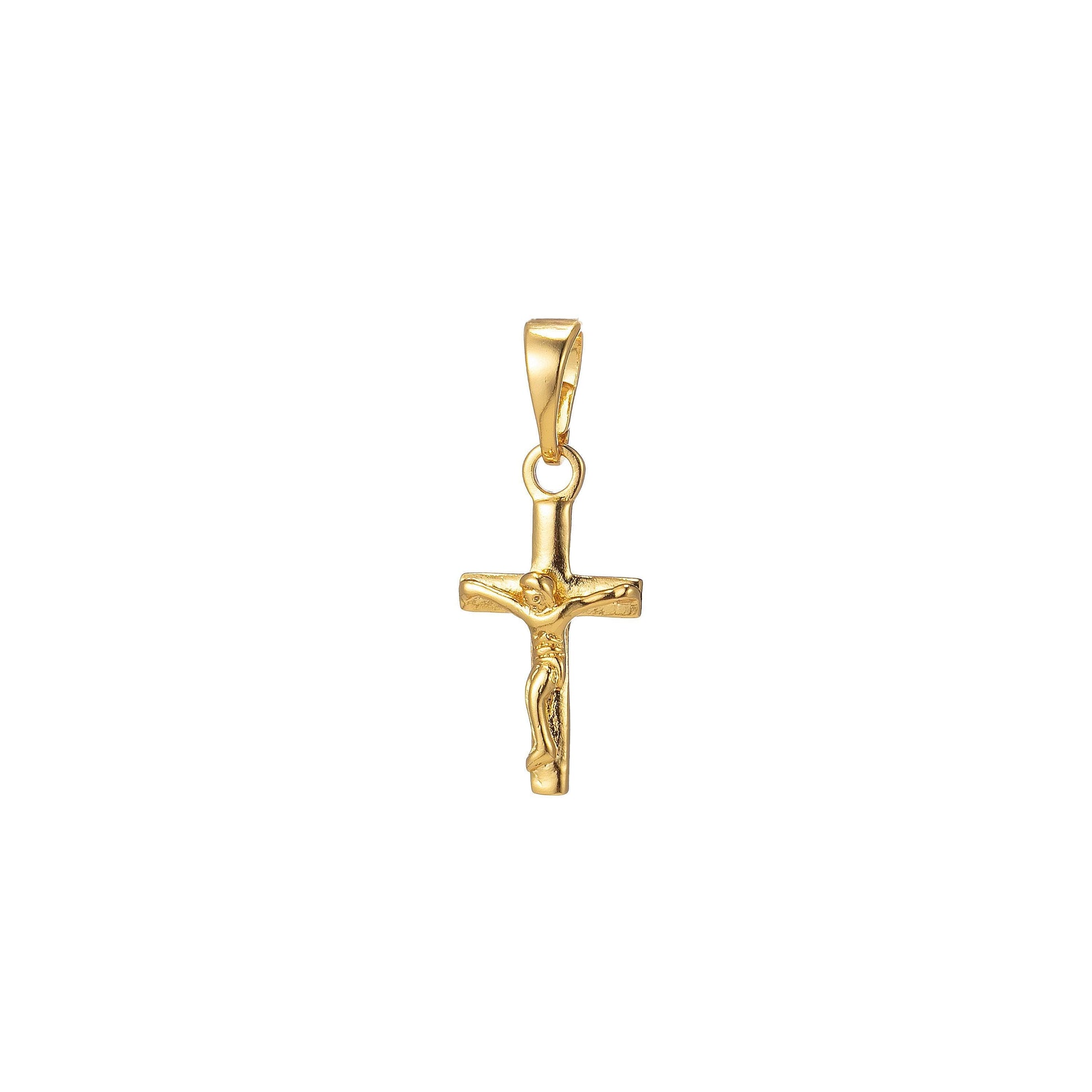 Mini cross pendant, 24k gold filled crucifix cross charm jesus pendant religious bracelet, necklace rosary