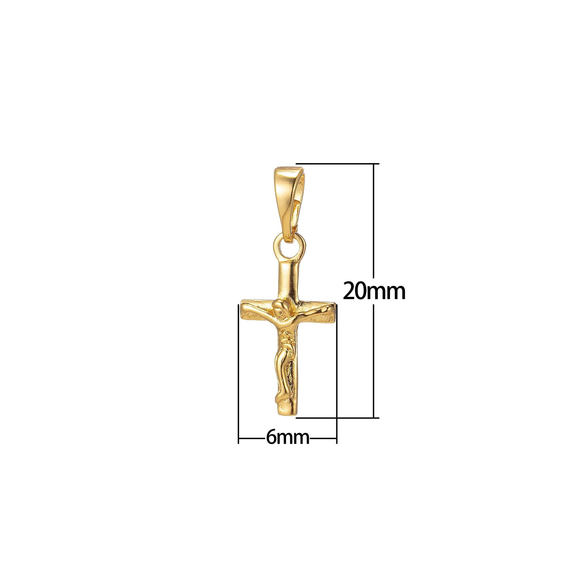 Mini cross pendant, 24k gold filled crucifix cross charm jesus pendant religious bracelet, necklace rosary