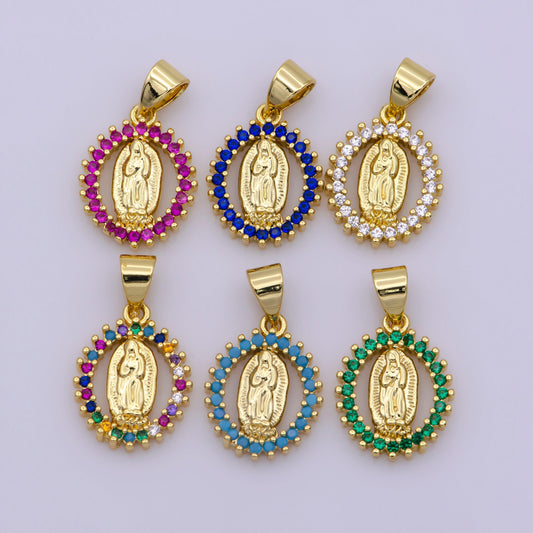14k gold filled virgin mary pendant necklace micro pave virgen de guadalupe pendant for religious jewelry supply i-002 i-901~i-904 n-1406