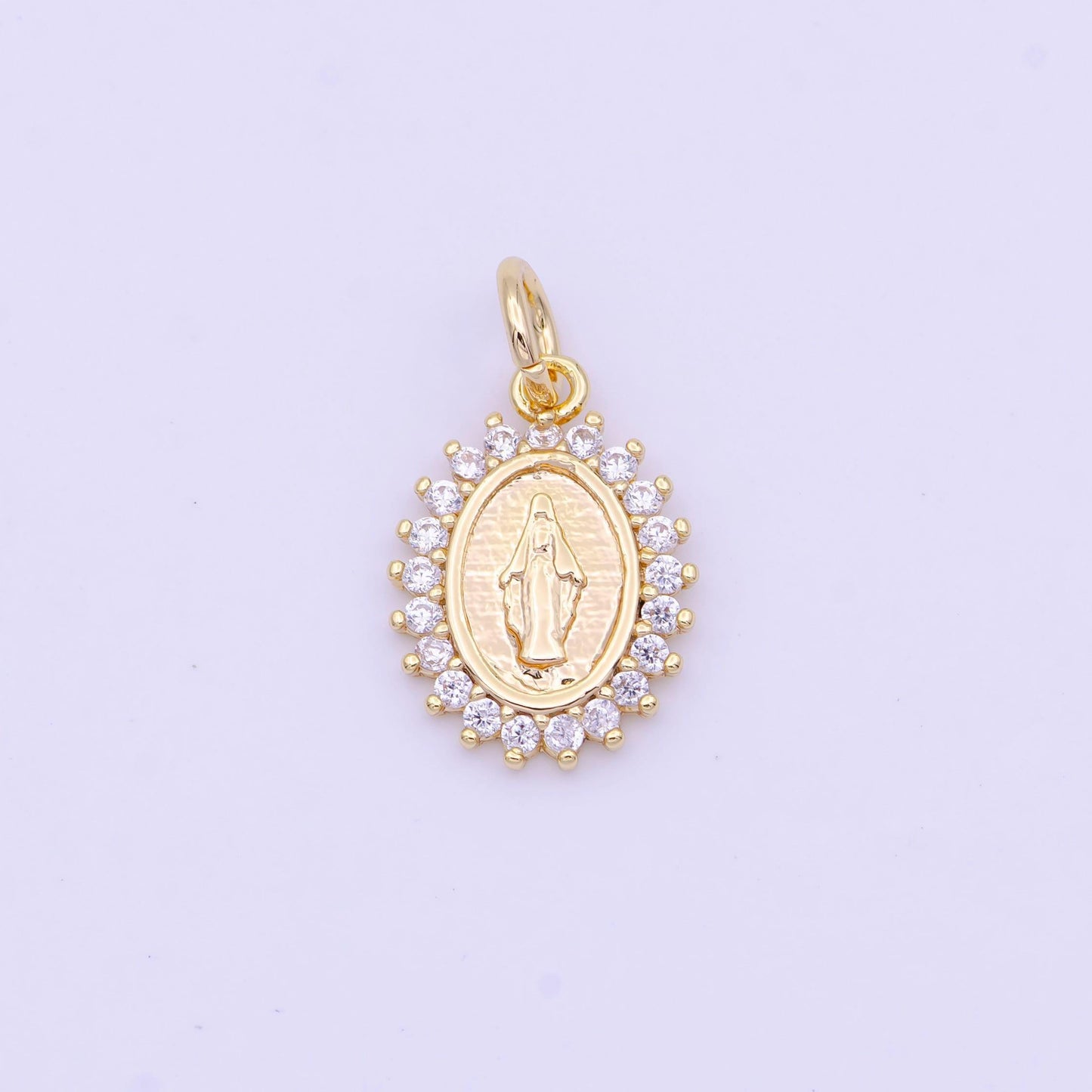 Dainty miraculous lady charm micro pave virgin mary charm for catholic religious jewelry making d-570