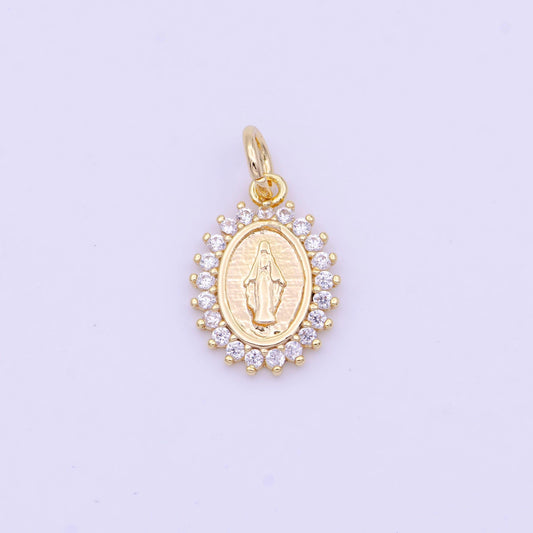 Dainty miraculous lady charm micro pave virgin mary charm for catholic religious jewelry making d-570